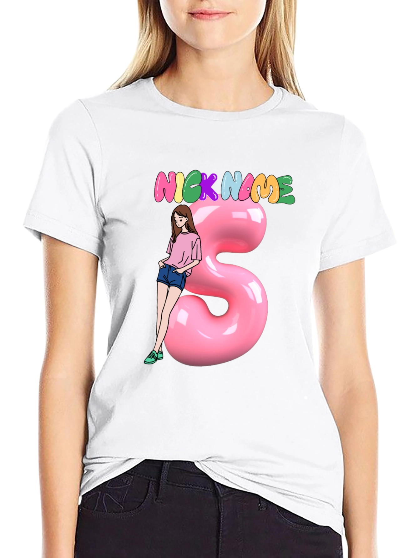Black Nickname Girl Graphic T-Shirt - Unisex view 9