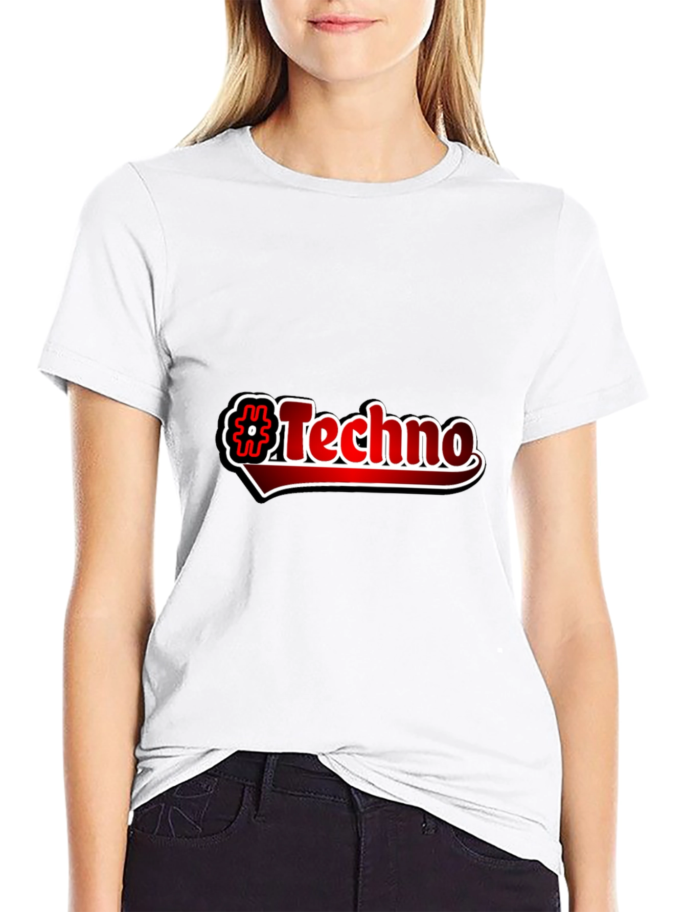 Black Hashtag Techno Graphic Tee view 9