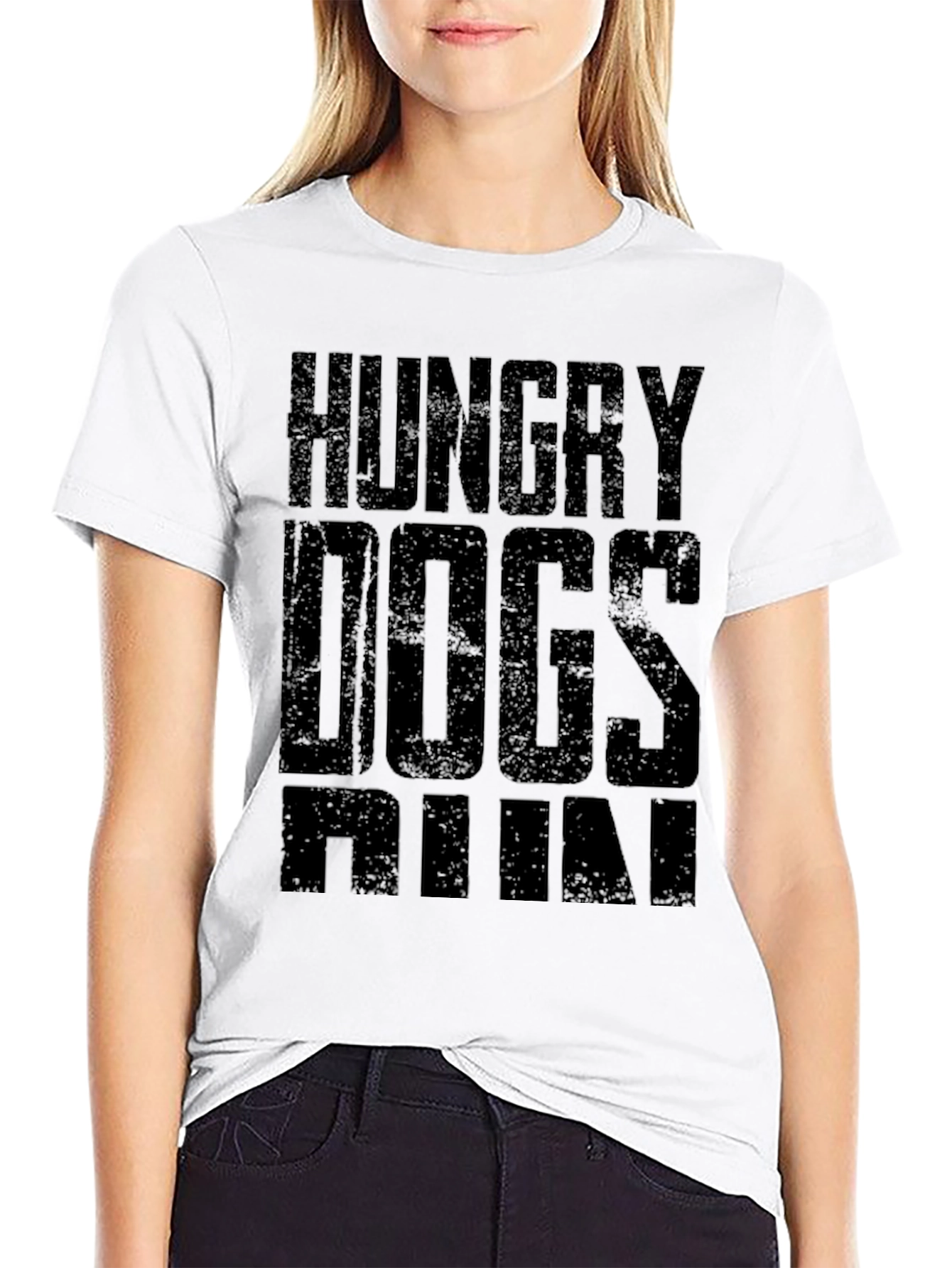Black Hungry Dogs Run Black Graphic T-Shirt view 9