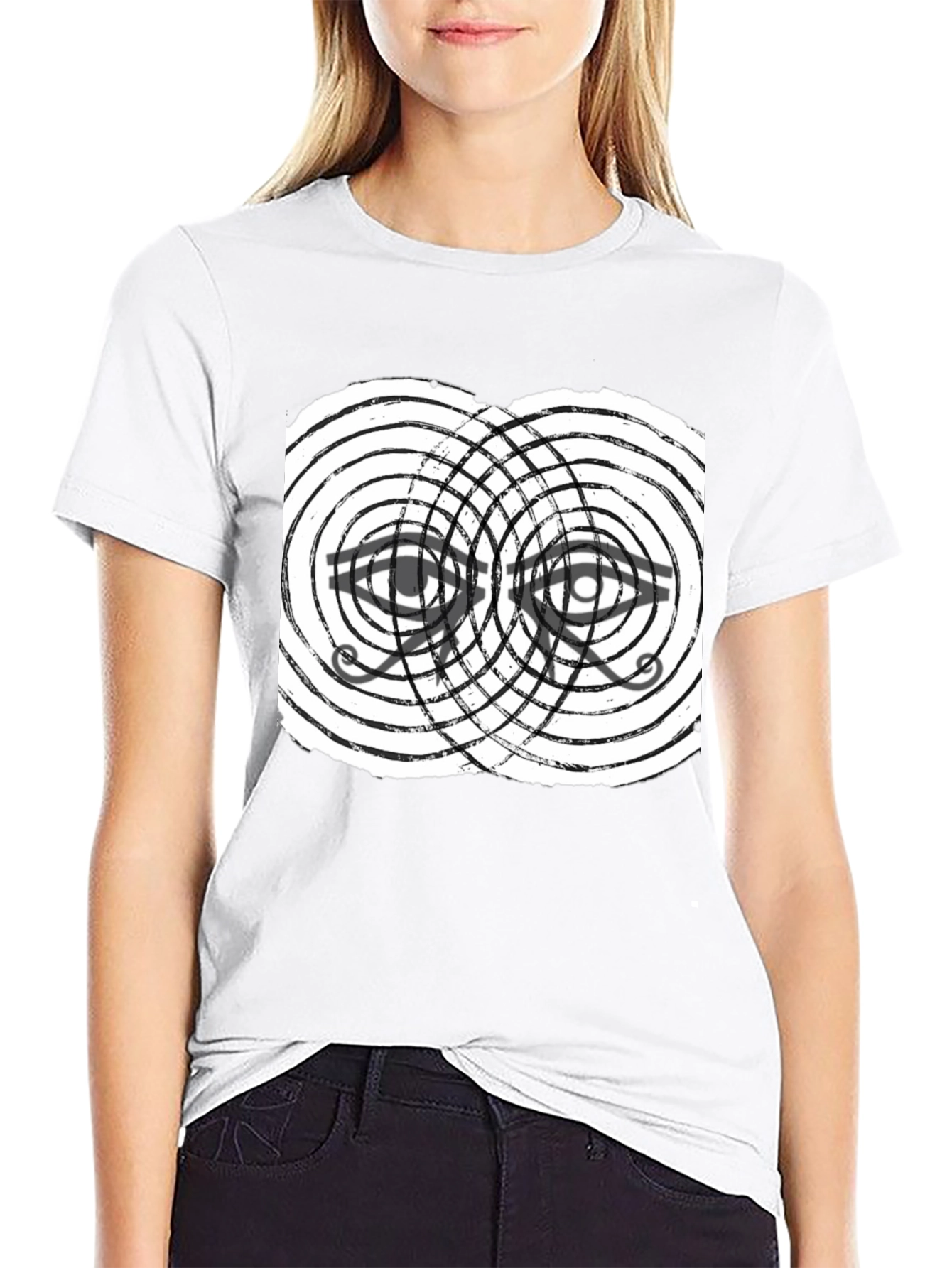 Black Eye of Horus Graphic Tee - Black Cotton T-Shirt view 9