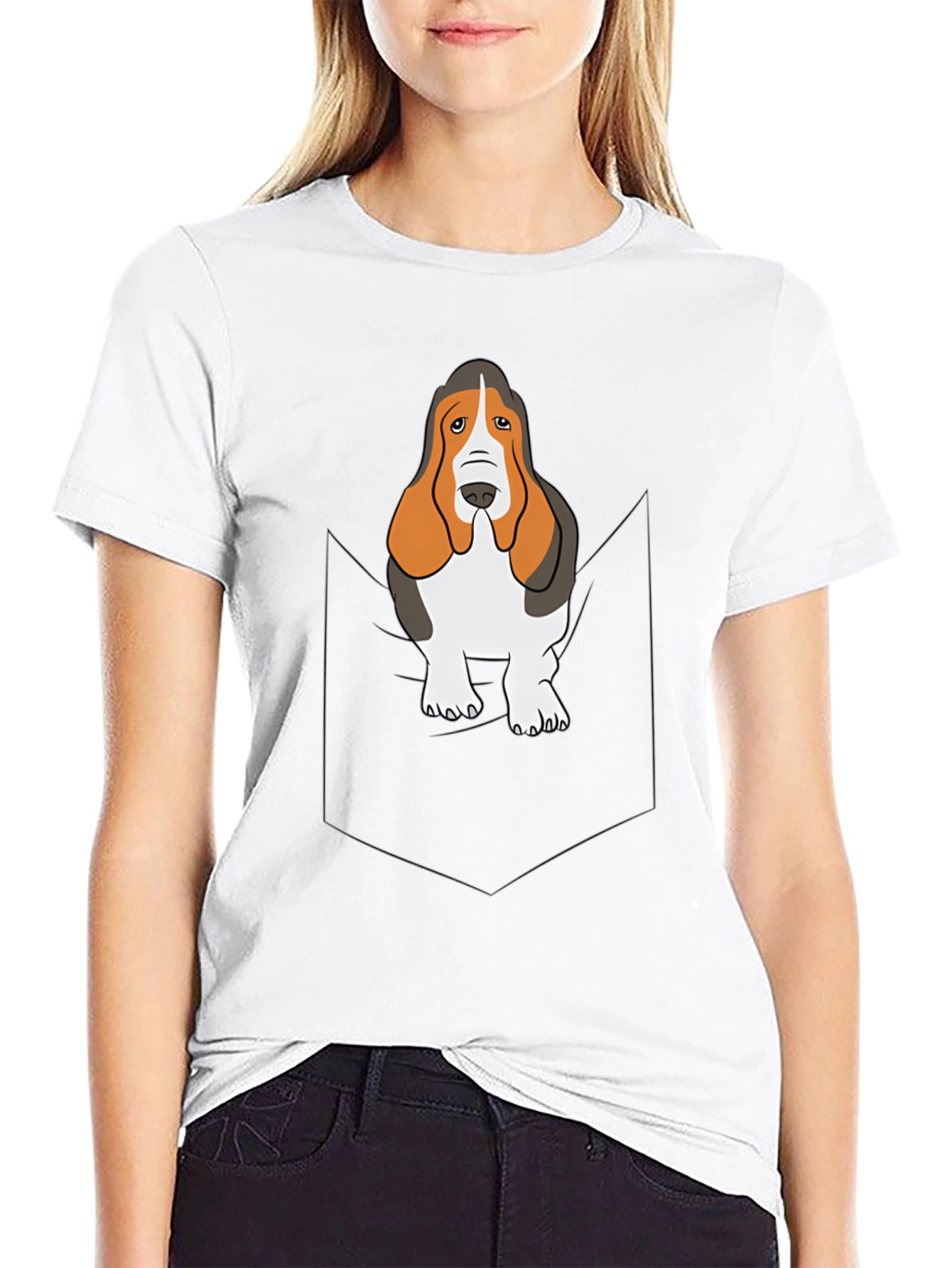 Black Basset Hound Pocket T-Shirt - Dog Lover Tee view 9
