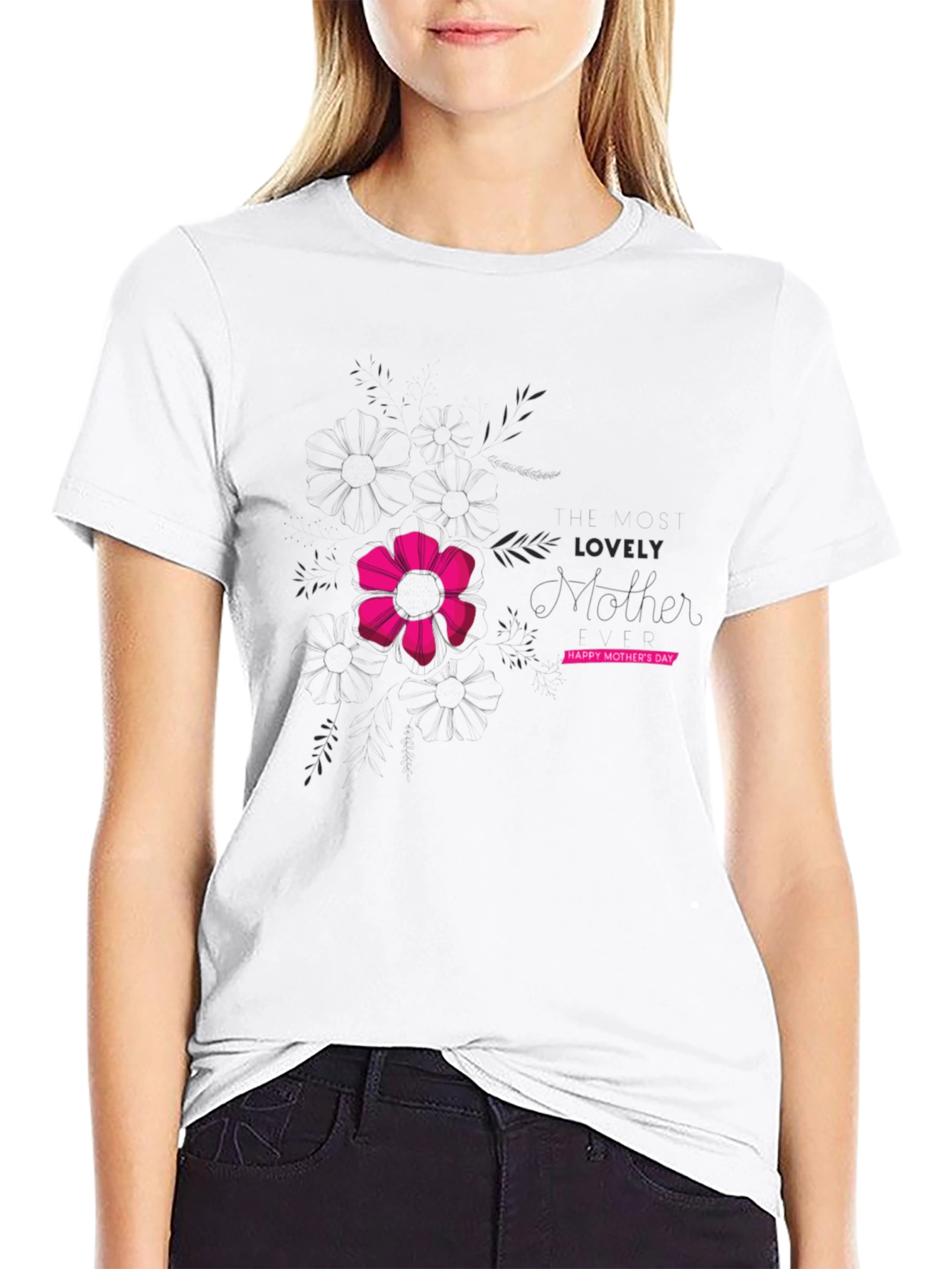 Black Lovely Mother's Day Black Graphic T-Shirt view 9