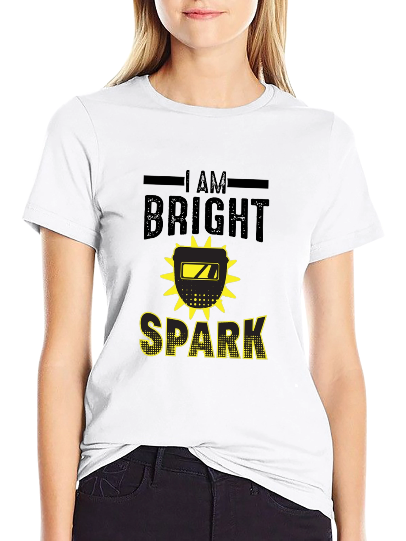 Black Bright Spark Welder T-Shirt - Black Cotton Tee view 9