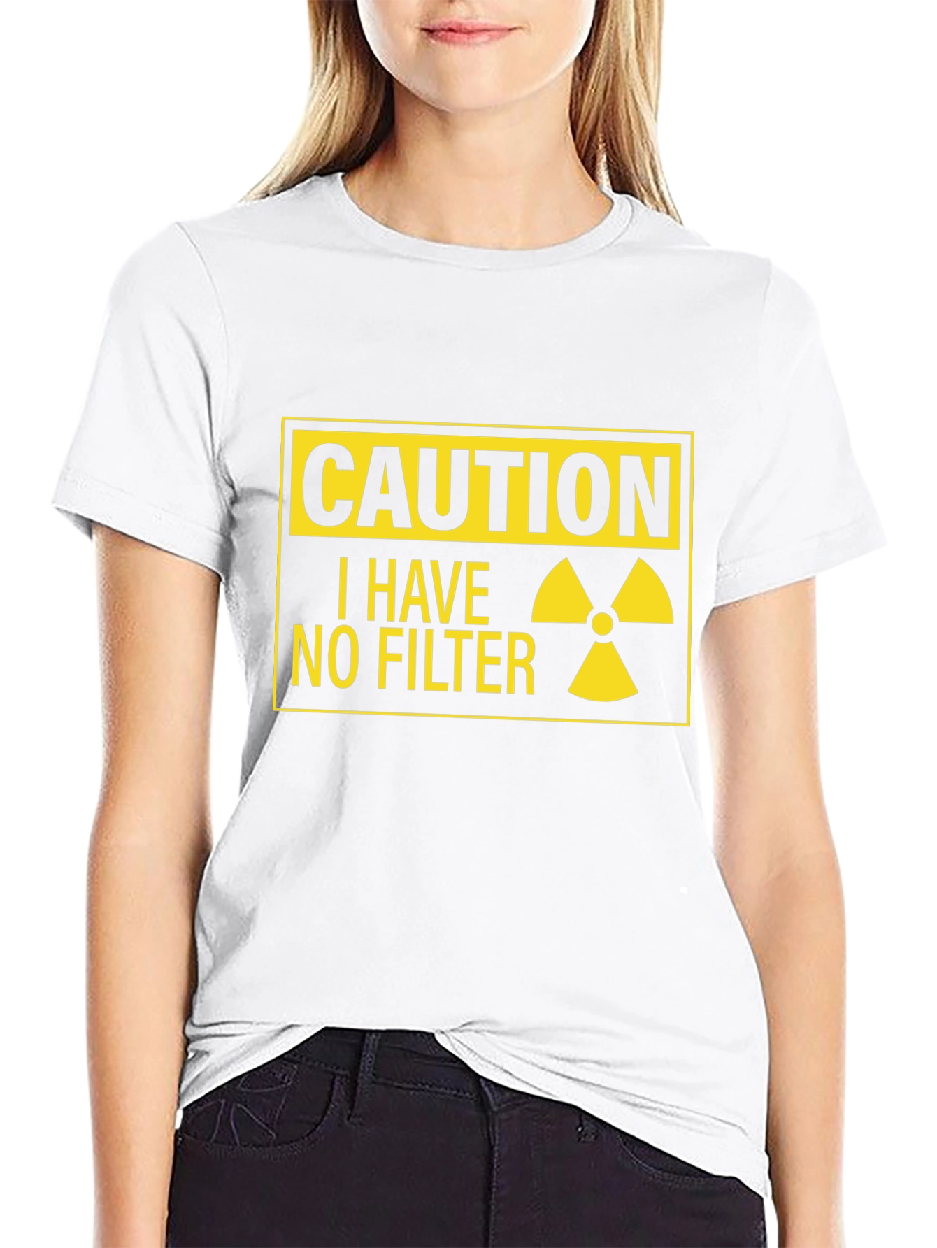 Black Caution I Have No Filter Black T-Shirt view 9