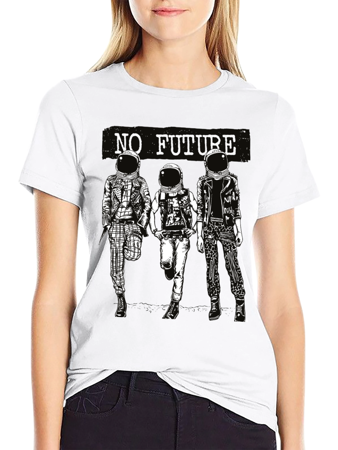 No Future Astronauts Black Graphic Tee - 9