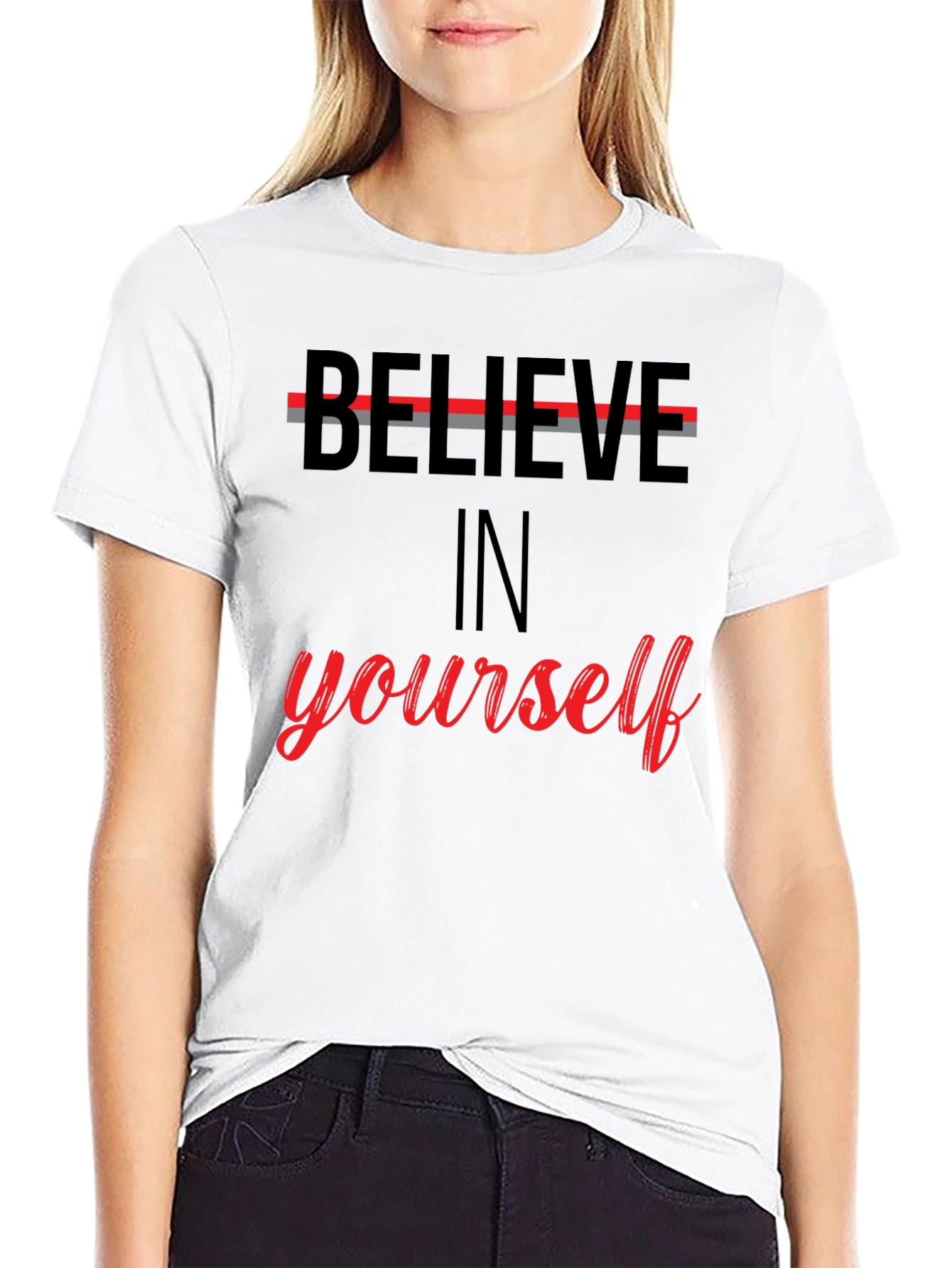 Black Believe In Yourself Graphic Tee - Motivational T-Shirt view 9