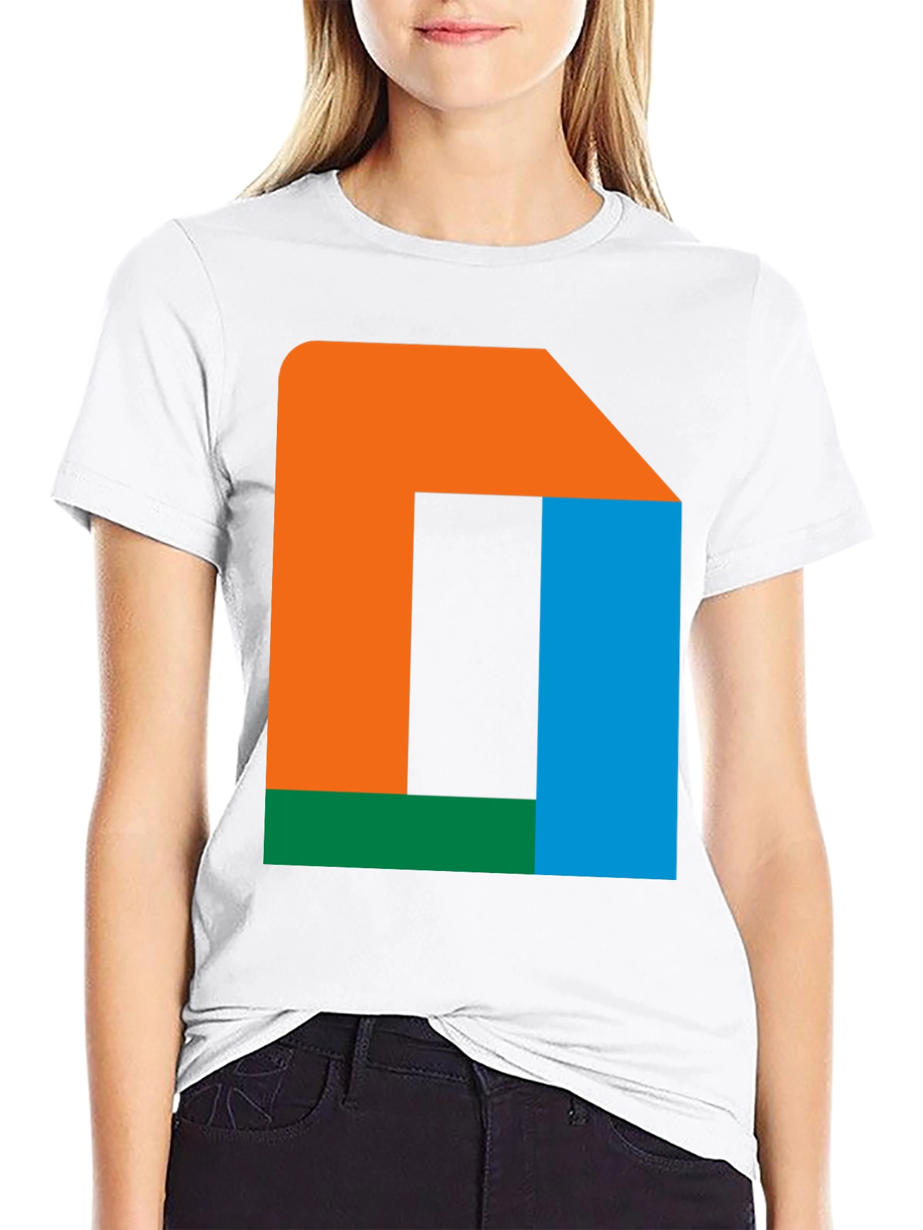 Black Abstract Color Block T-Shirt - Modern Geometric Design view 9