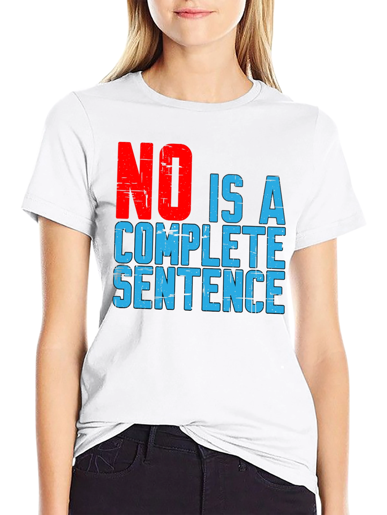 Black Funny Sarcastic Graphic Tee: NO is a Complete Sentence view 9