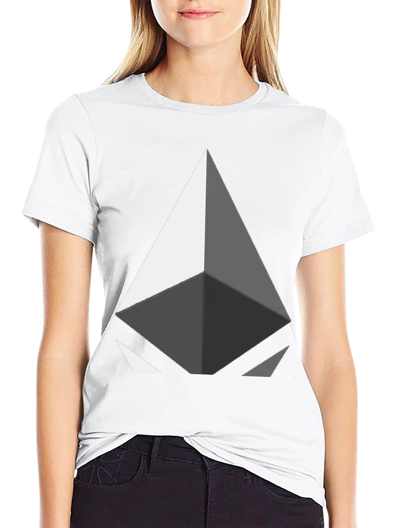 Black Geometric Diamond Graphic Tee - Modern Style view 9