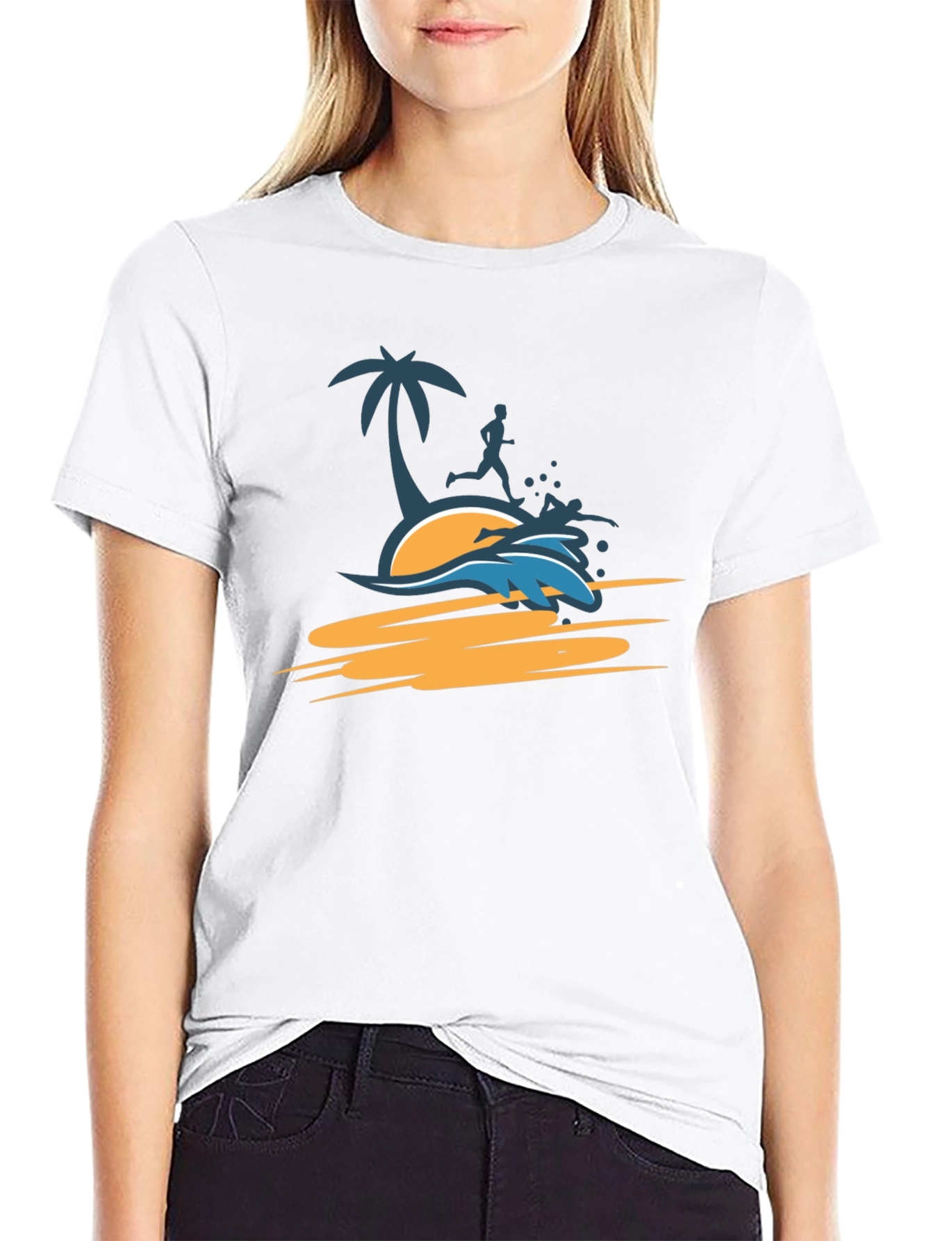 Black Tropical Beach Run T-Shirt - Black view 9