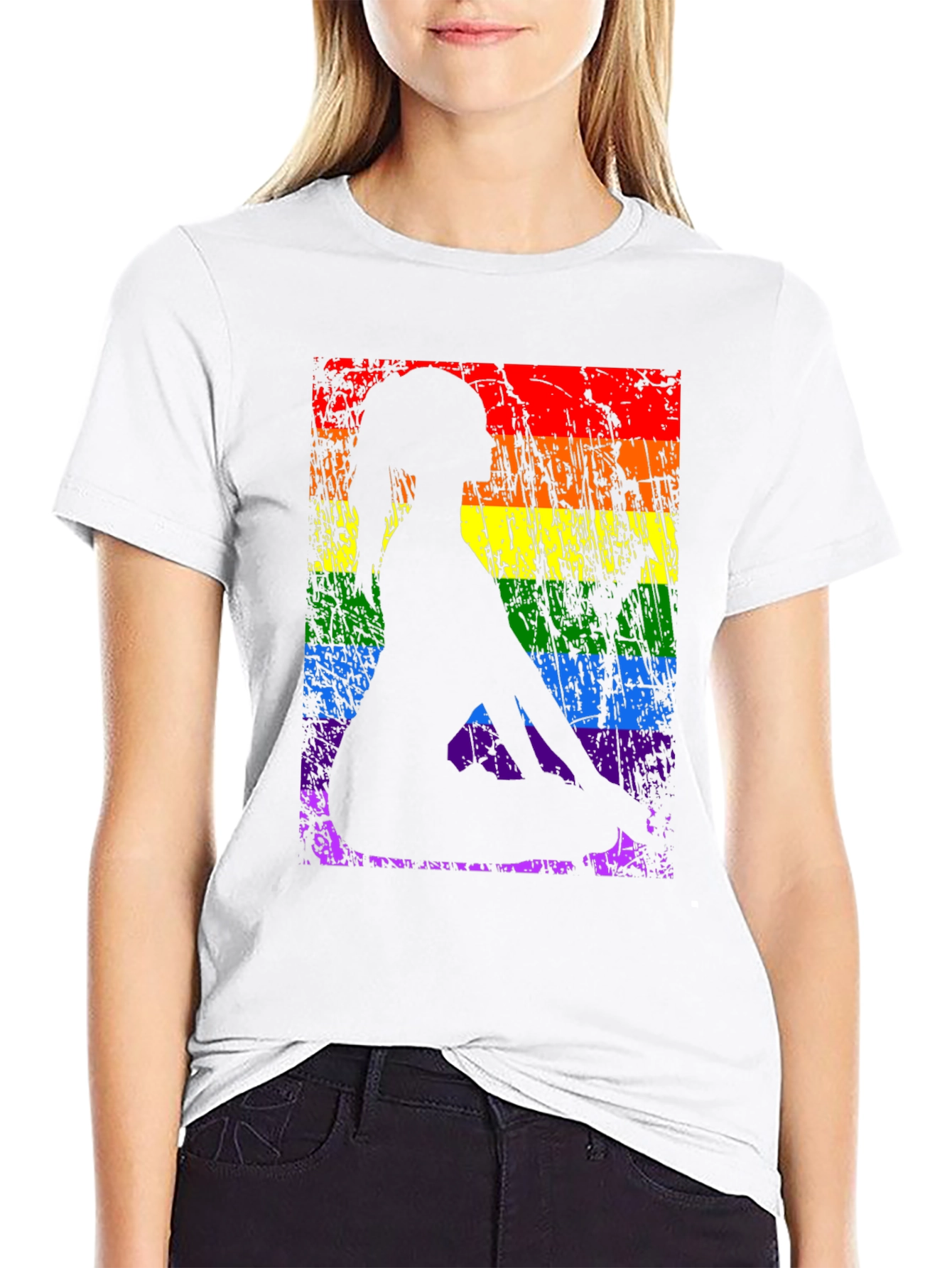 Black Yoga Pose LGBTQ Pride T-Shirt view 9