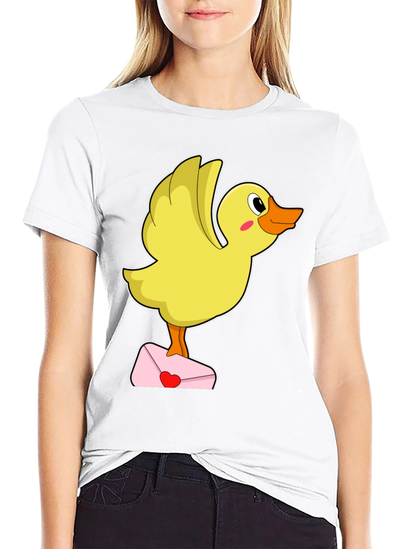 Black Duck with Love Letter T-Shirt - Cute Valentine's Day Gift! view 9
