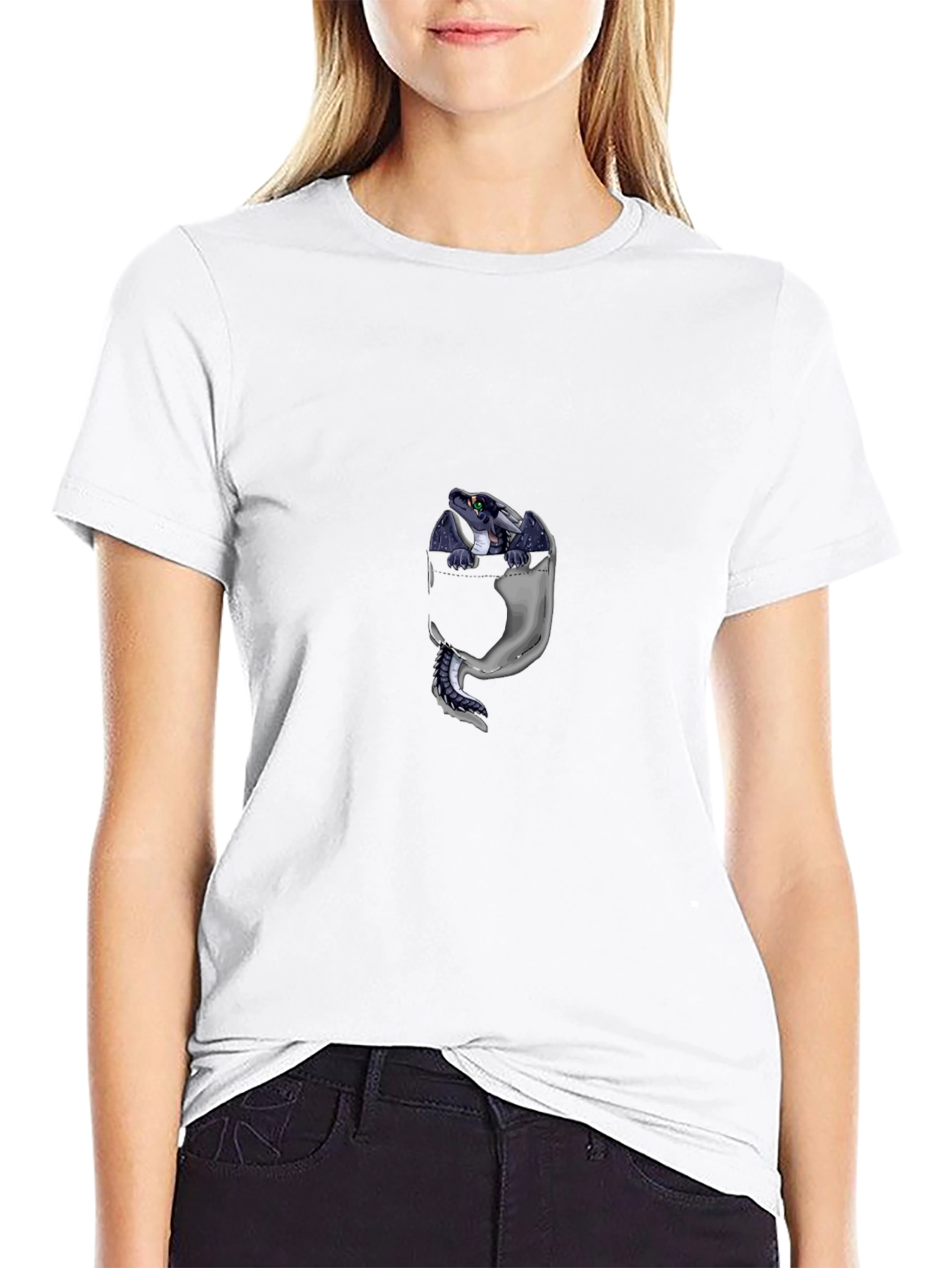 Black Dragon Pocket Graphic T-Shirt - Black view 9