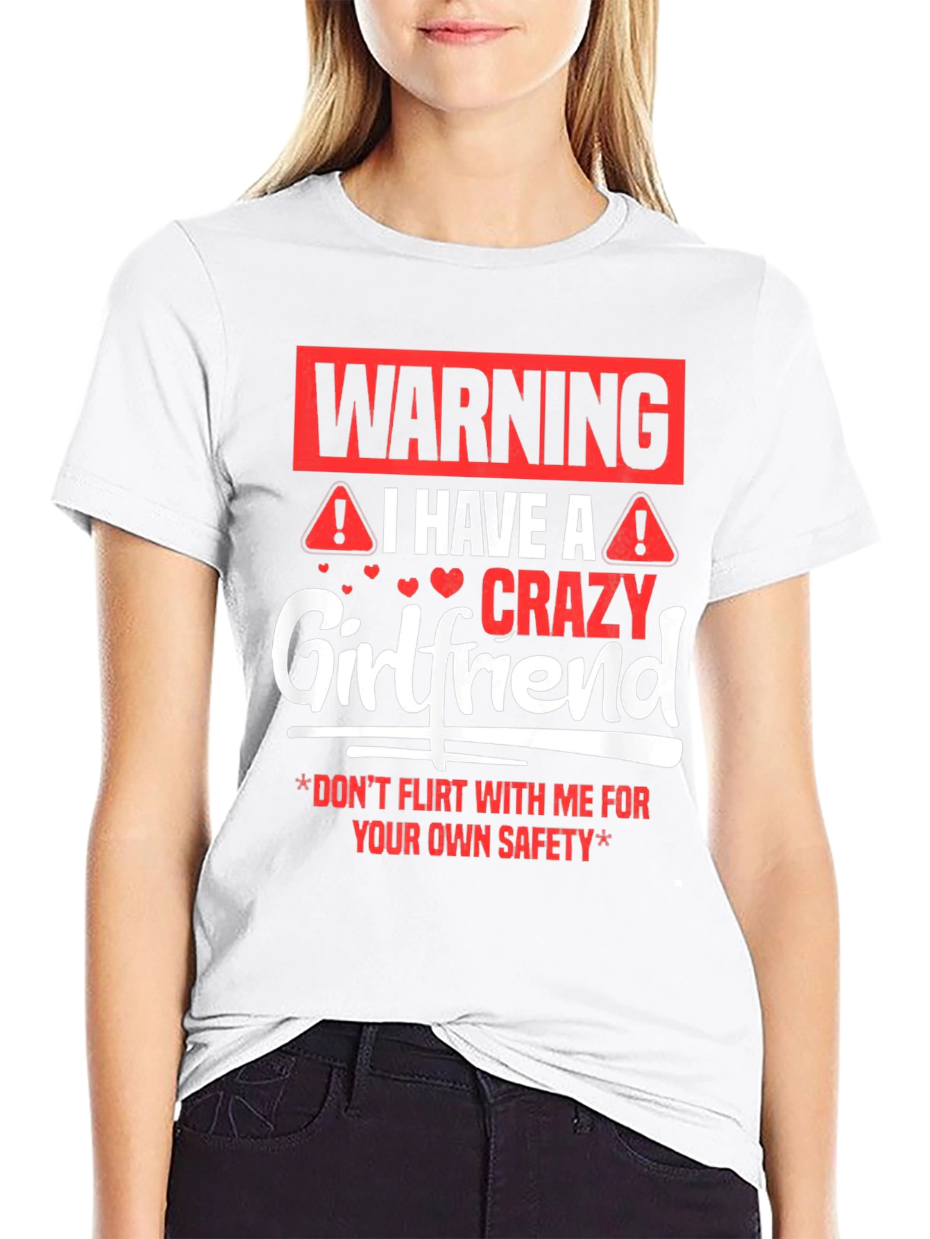 Black Warning Crazy Girlfriend Men's Black T-Shirt view 9