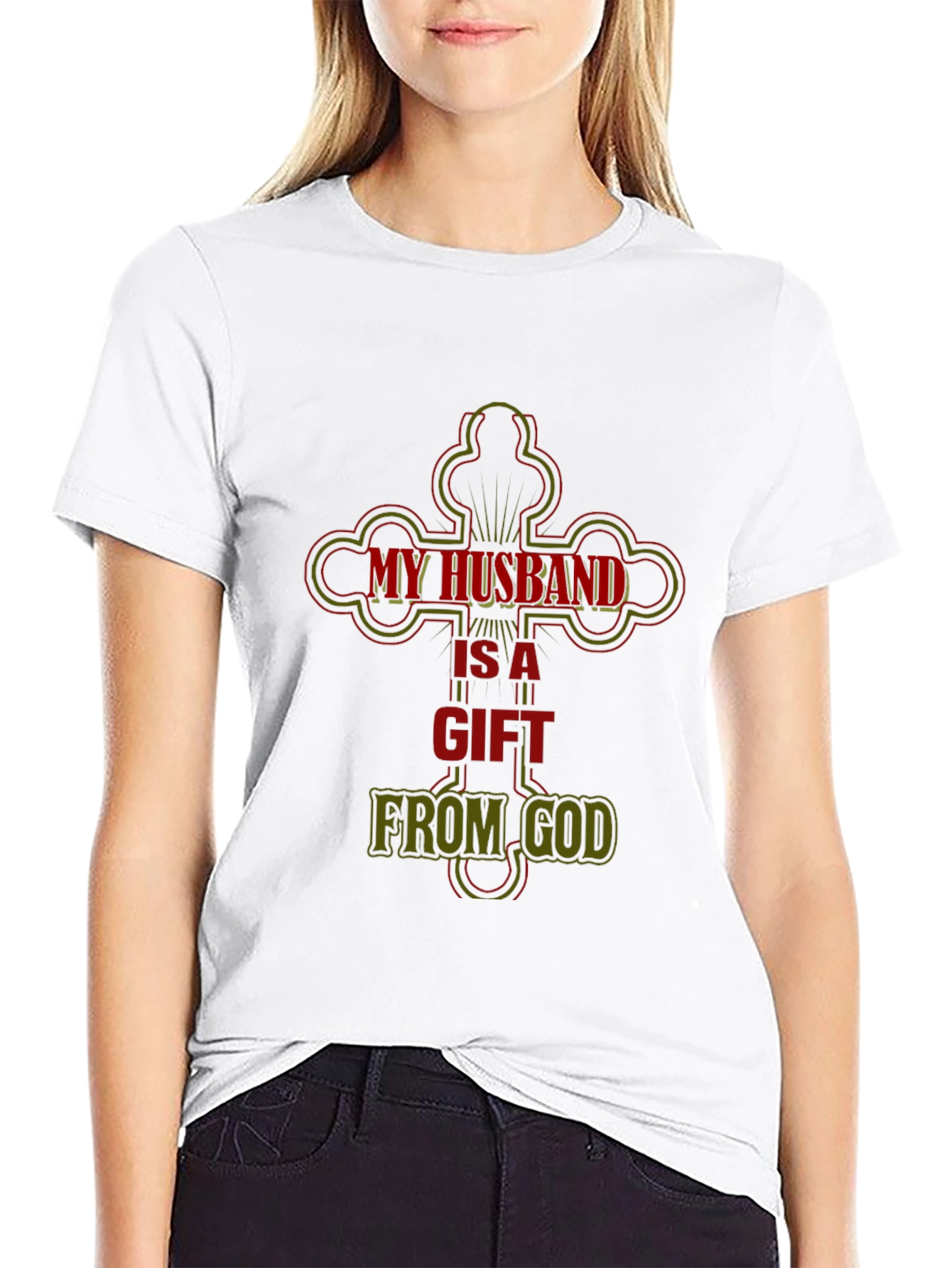 Black My Husband is a Gift from God T-Shirt view 9