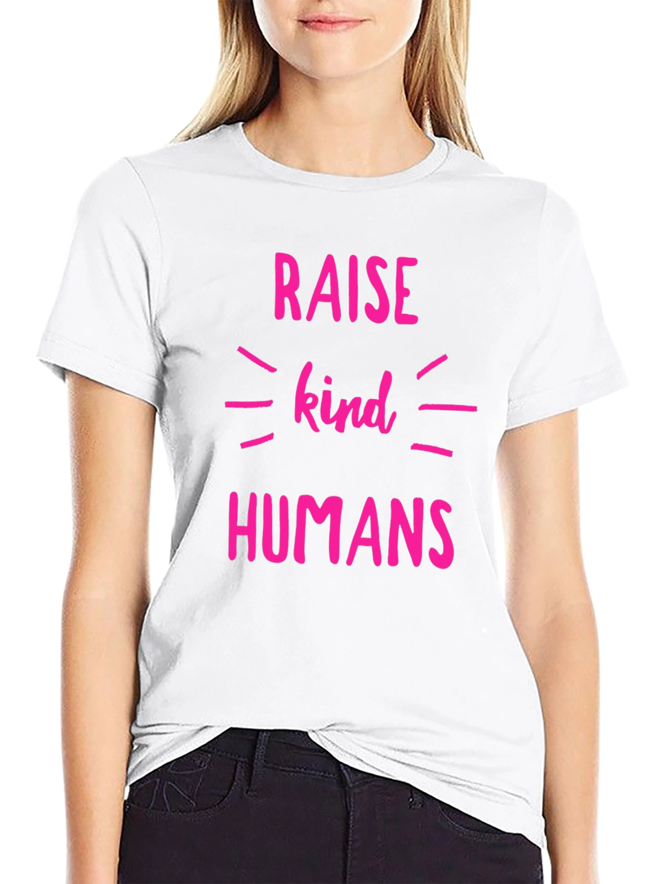 Black Raise Kind Humans T-Shirt - Black Crew Neck Tee view 9