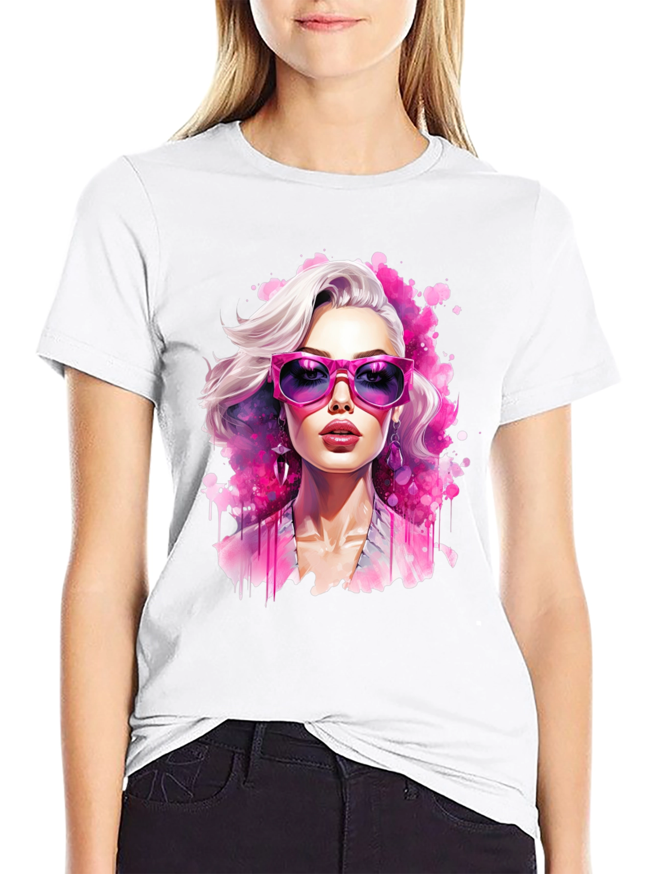 Black Stylish Woman Graphic Tee view 9