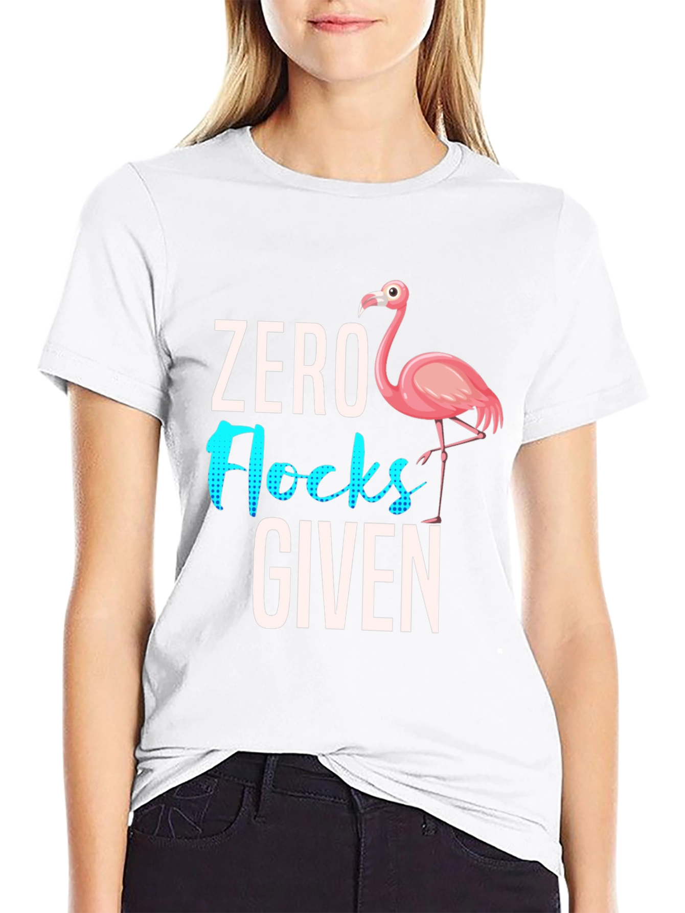 Black Zero Flocks Given Flamingo Graphic Tee - Sarcastic Humor T-Shirt view 9