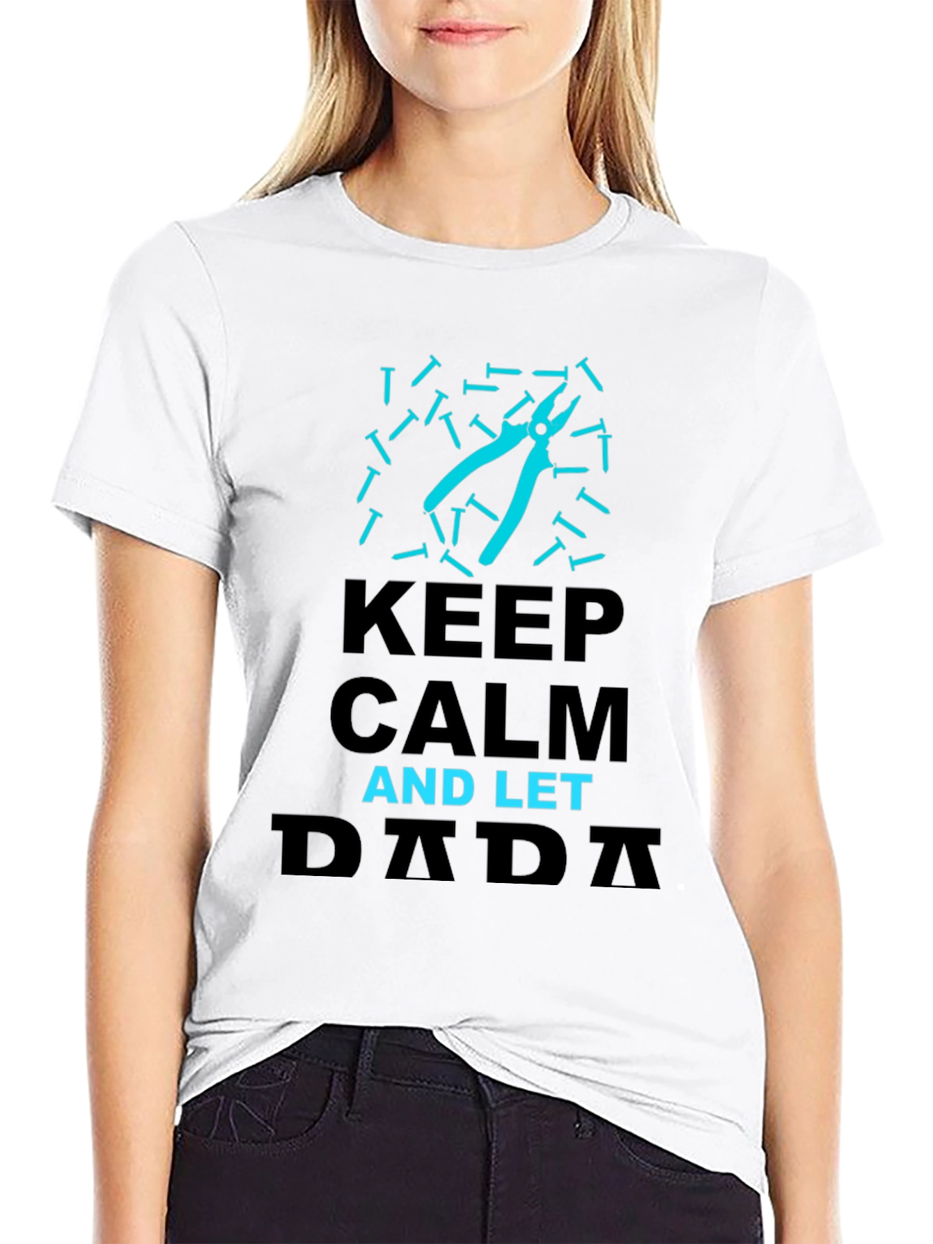 Black Keep Calm and Let Dada Handle It Graphic Tee view 9