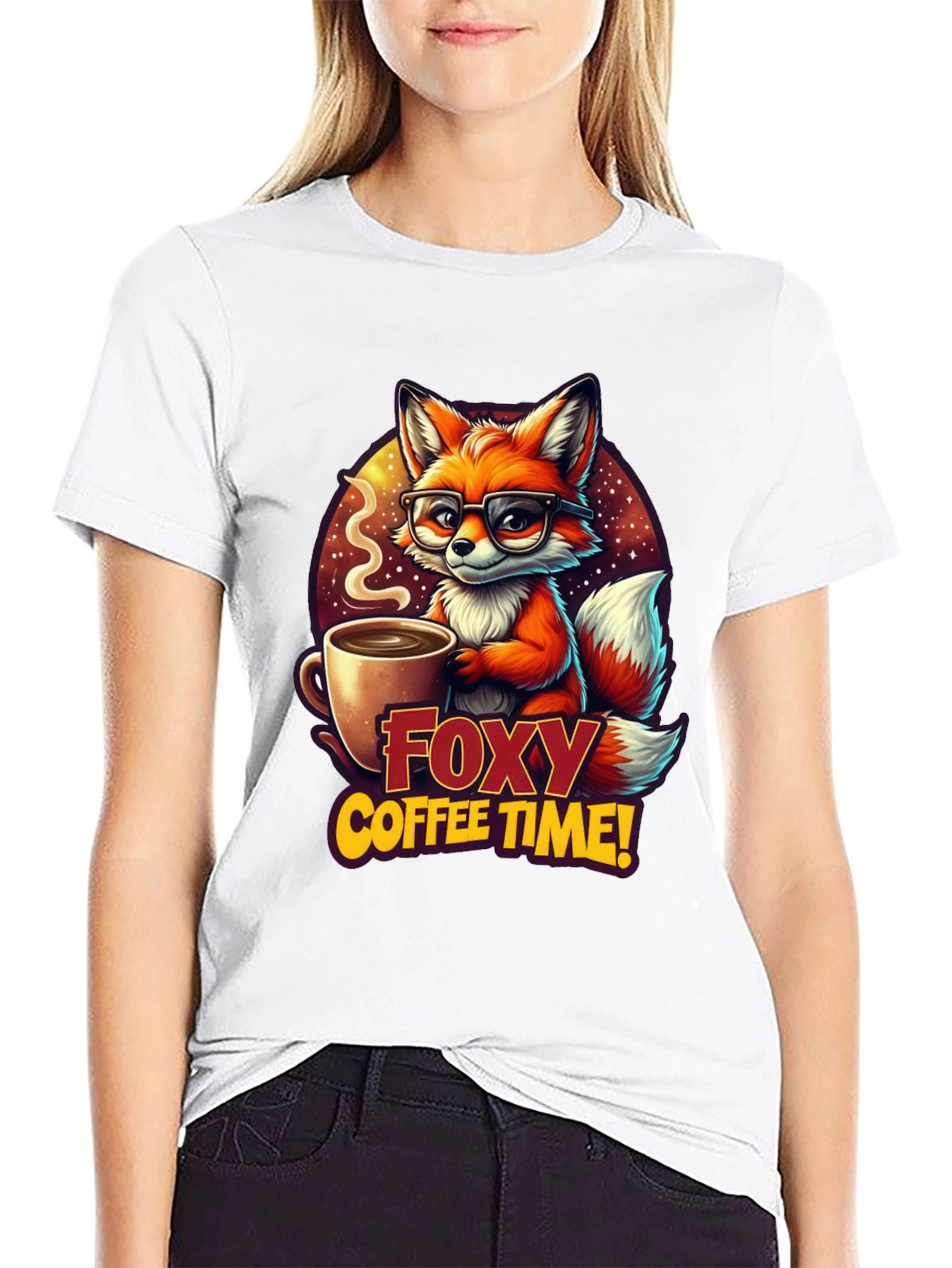 Black Foxy Coffee Time Graphic T-Shirt view 9