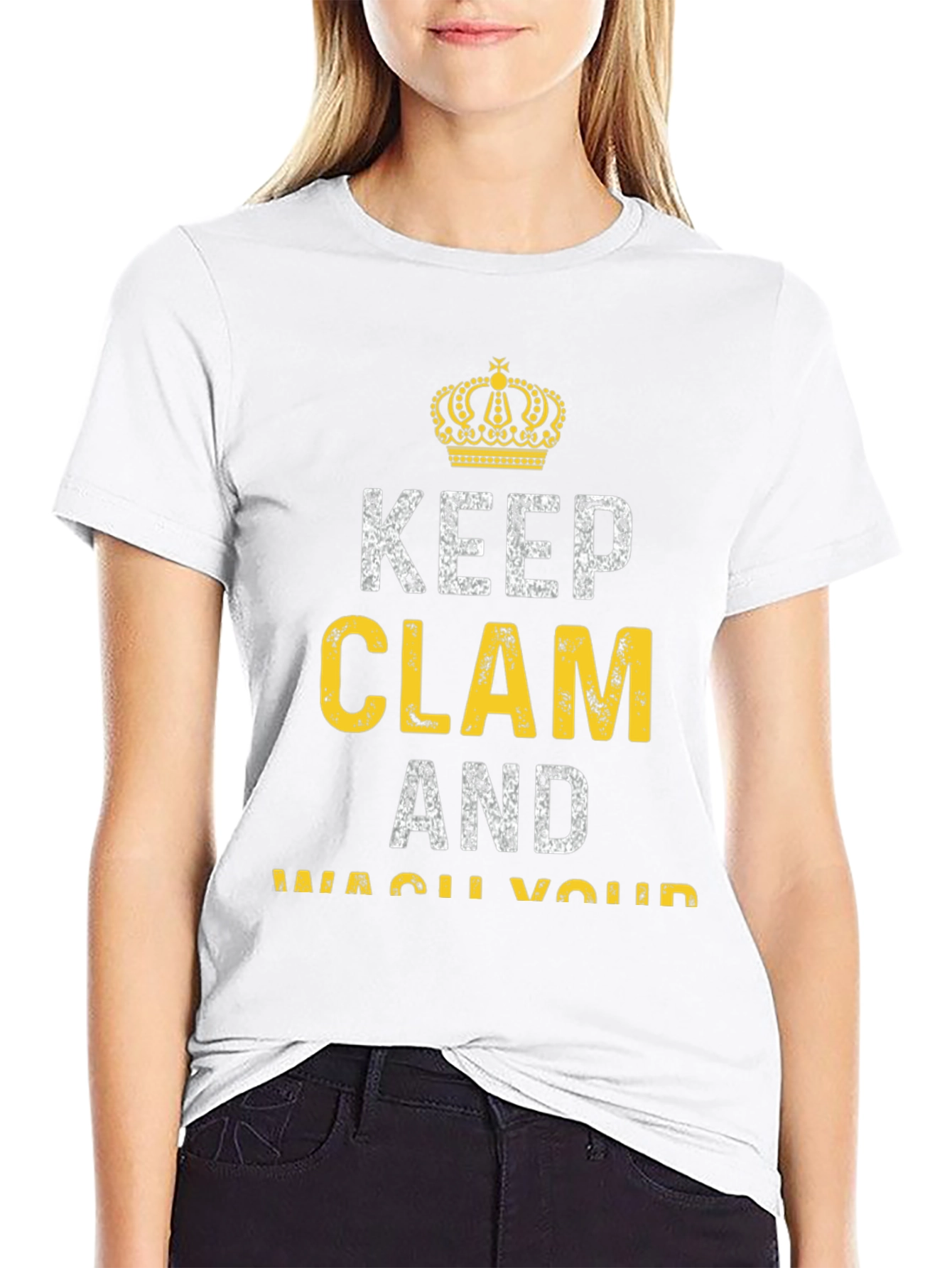 Black Keep Clam and Wash Your T-Shirt view 9