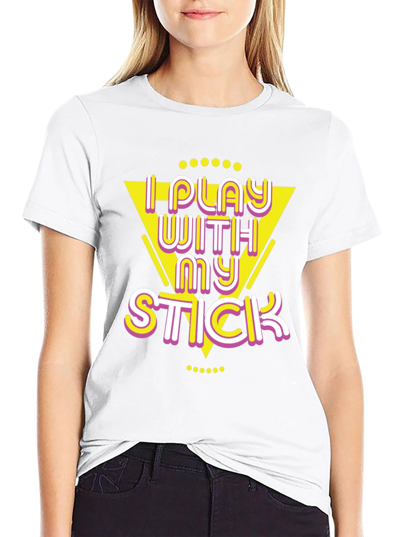 Black I Play With My Stick Graphic Tee view 9