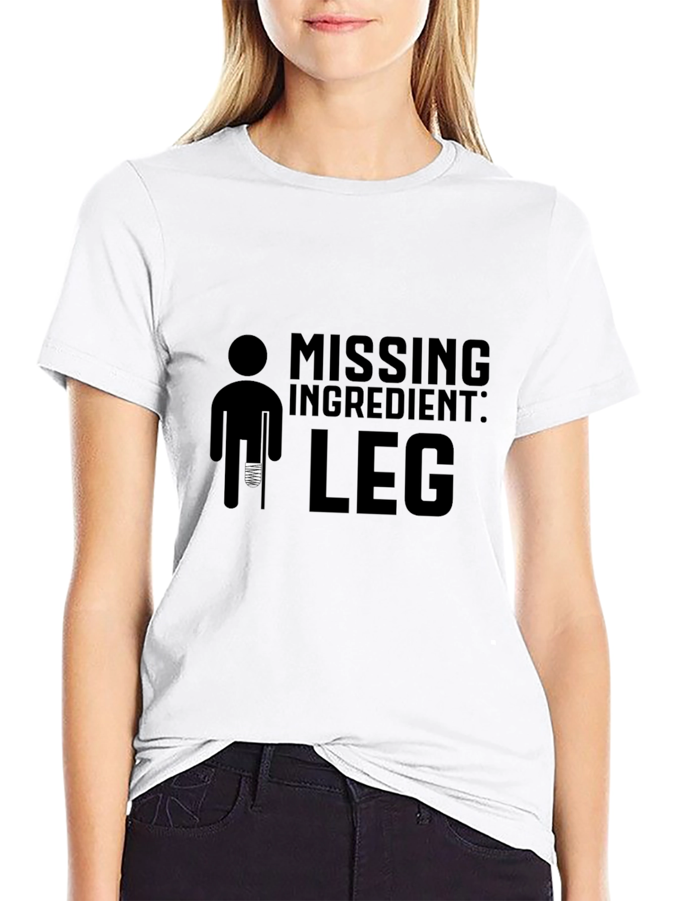 Black Humorous Missing Leg Graphic T-Shirt - Black view 9