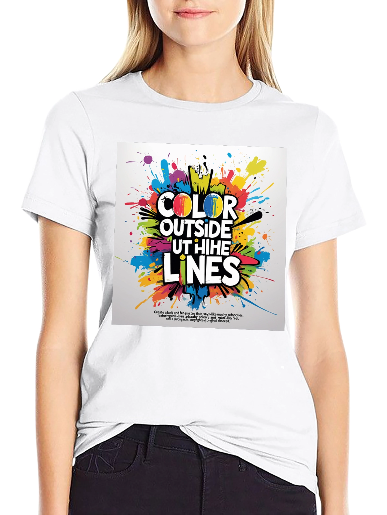 Black Color Outside the Lines Graphic Tee view 9