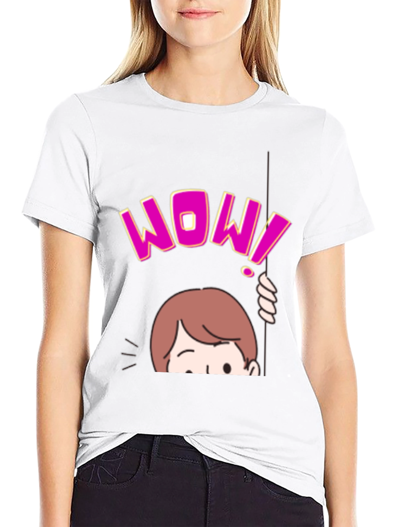 Black WOW! Graphic Print T-Shirt view 9