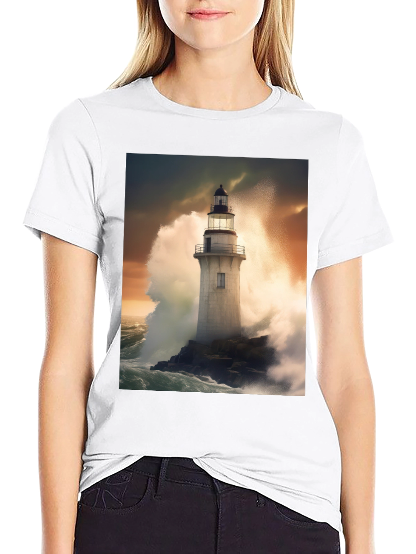 Lighthouse Storm Tee - Coastal Graphic T-Shirt - 9