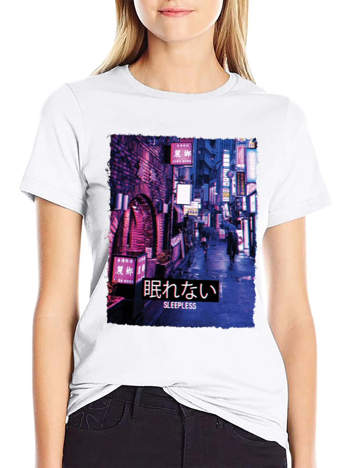 Black Sleepless Night Cityscape Graphic Tee view 9