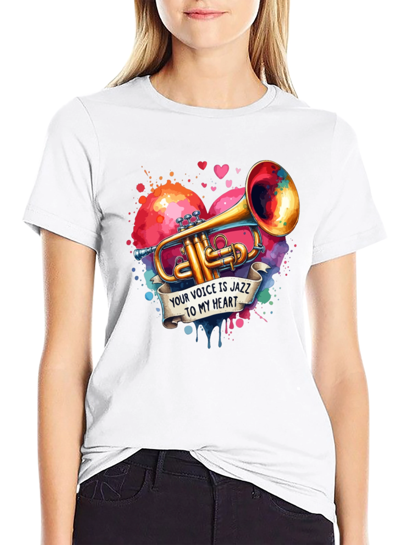 Black Jazz Heart Trumpet Graphic Tee view 9