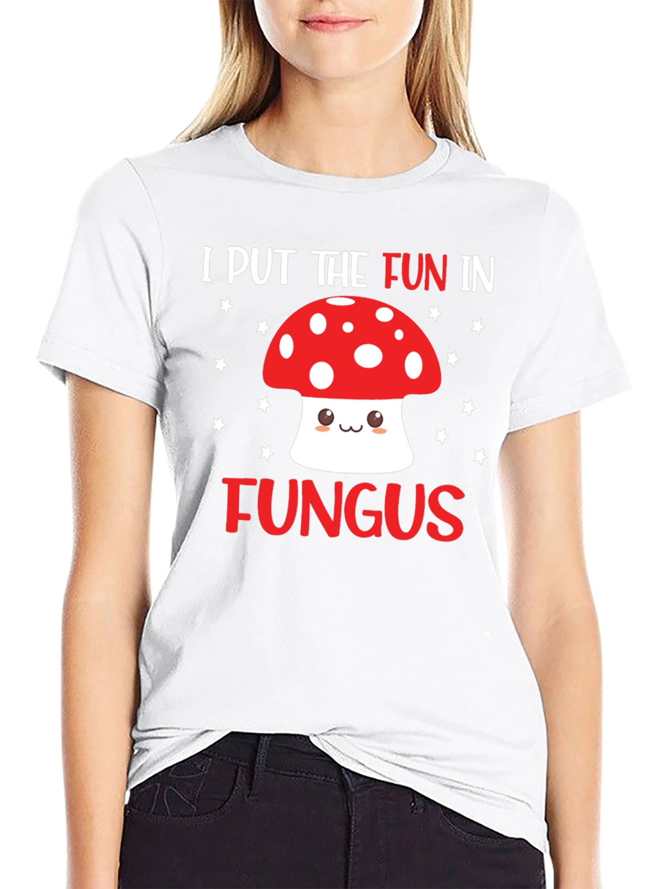 Black Funny Mushroom T-Shirt - "I Put the Fun in Fungus" view 9