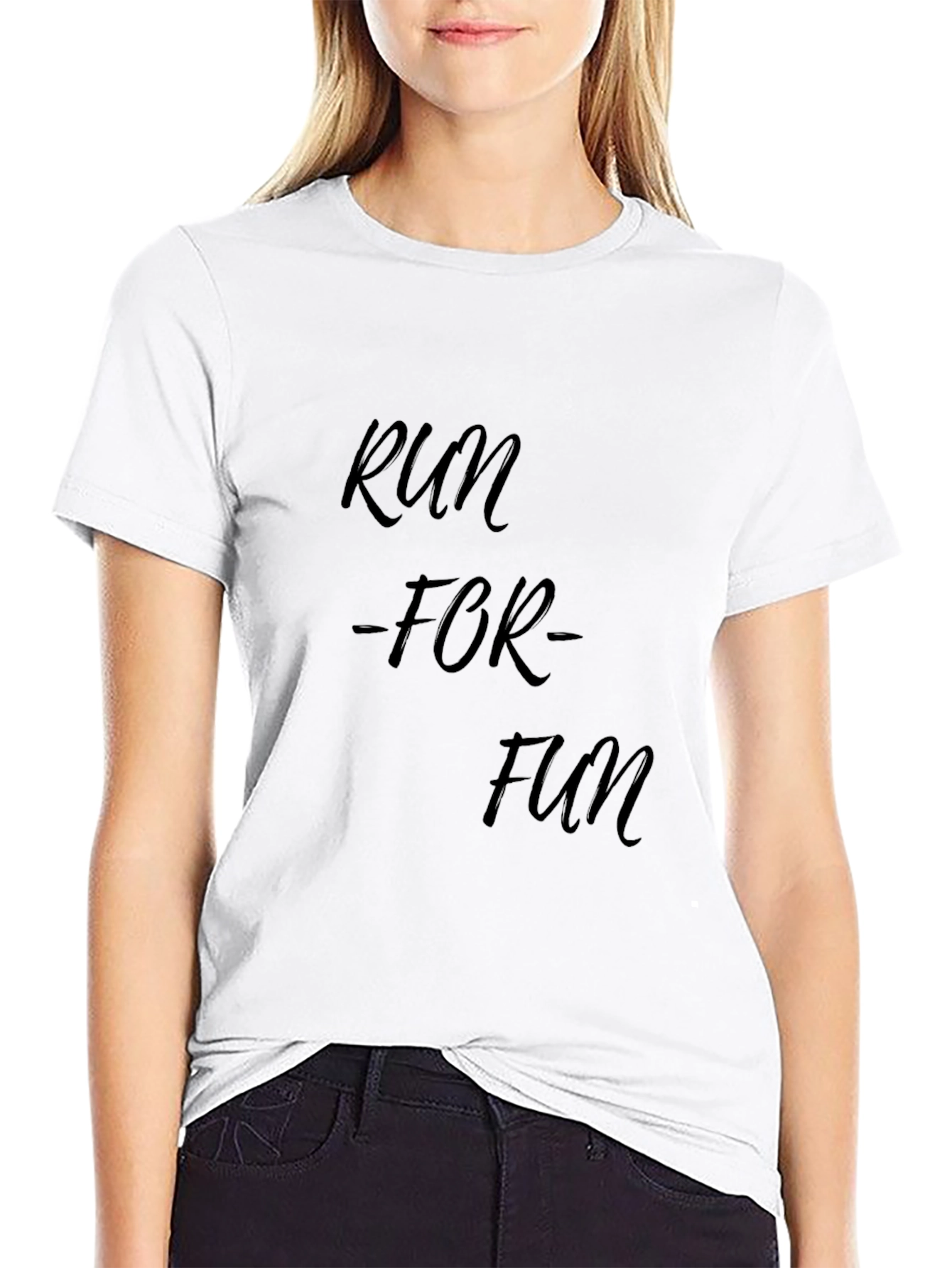 Black Run For Fun Black T-Shirt Casual Wear view 9