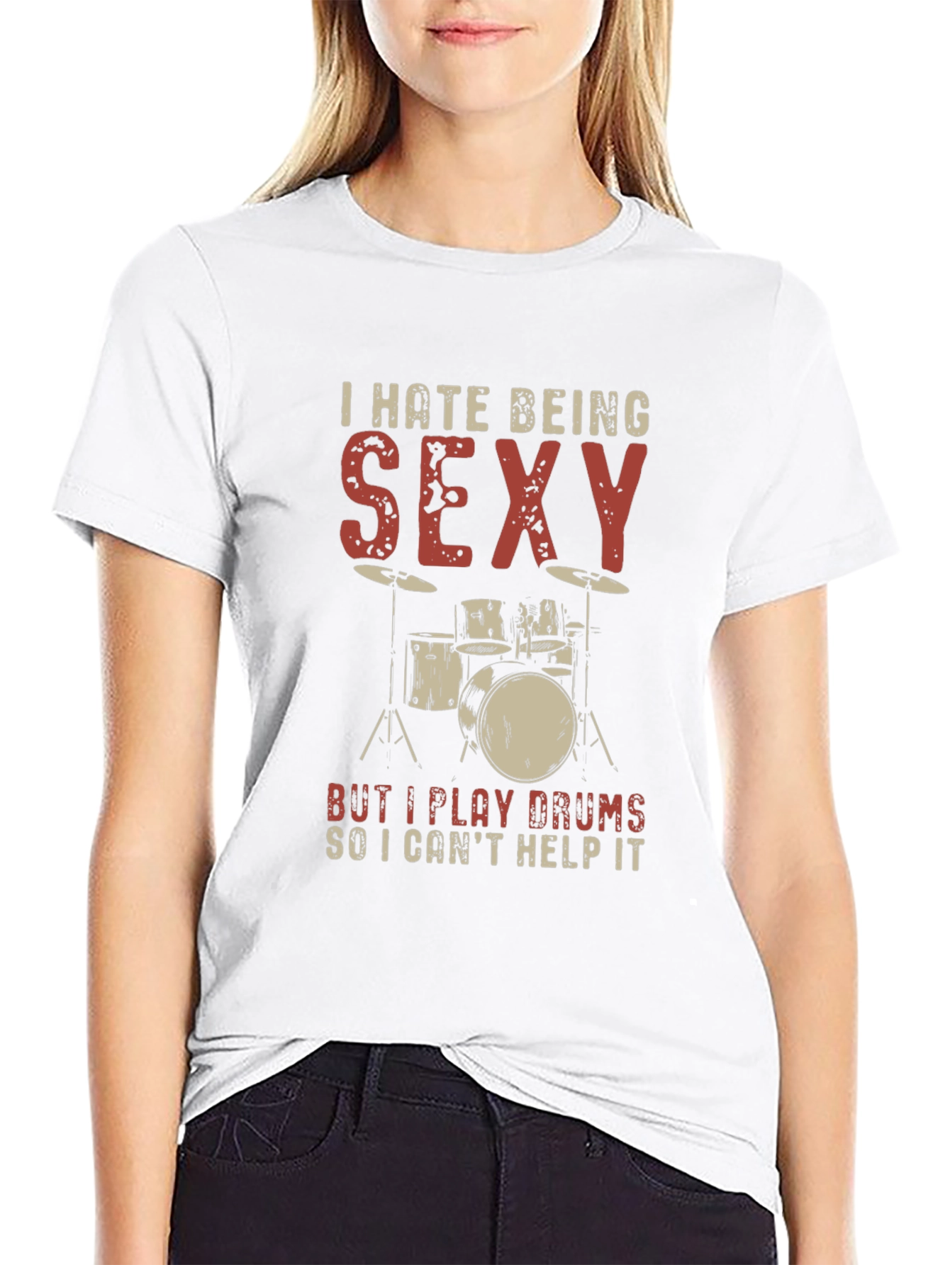 Black Funny Drummer T-Shirt - I Hate Being Sexy view 9