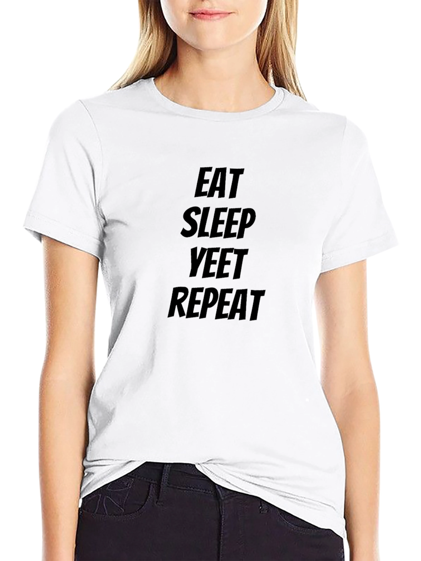 Black Eat Sleep Yeet Repeat Graphic Tee - Black view 9