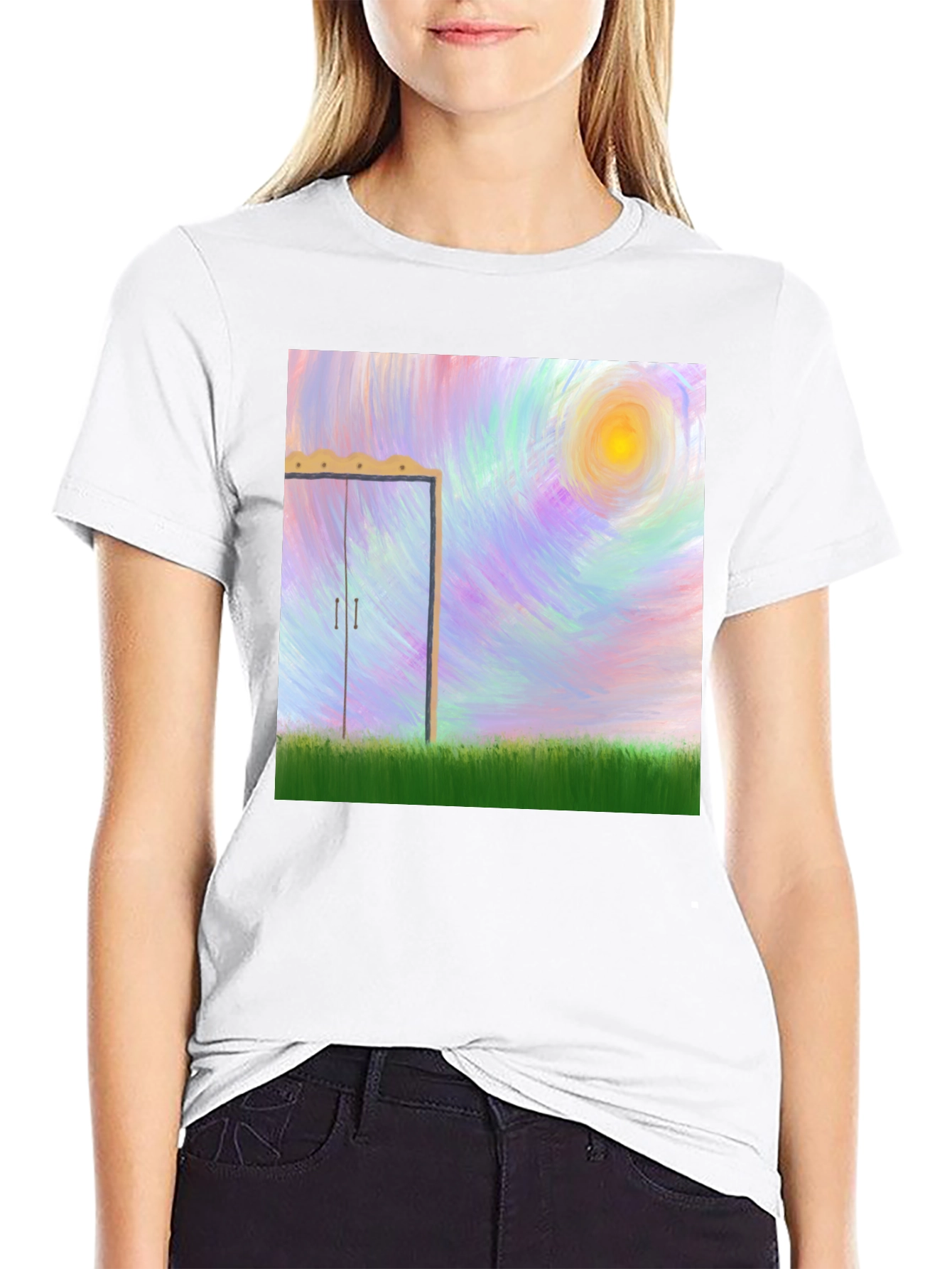 Black Colorful Painted Door Graphic Tee view 9