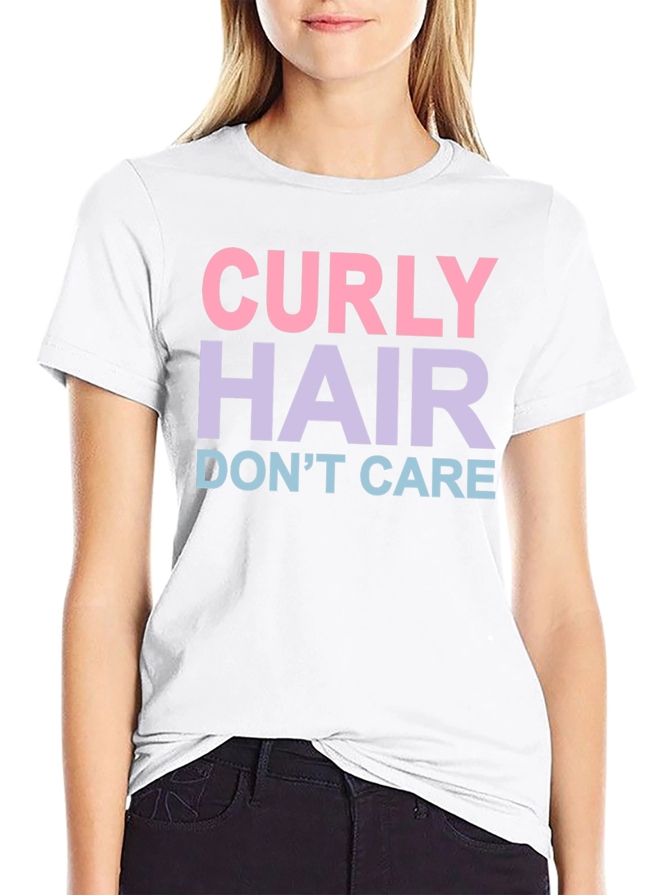 Black Curly Hair Don't Care Graphic T-Shirt view 9