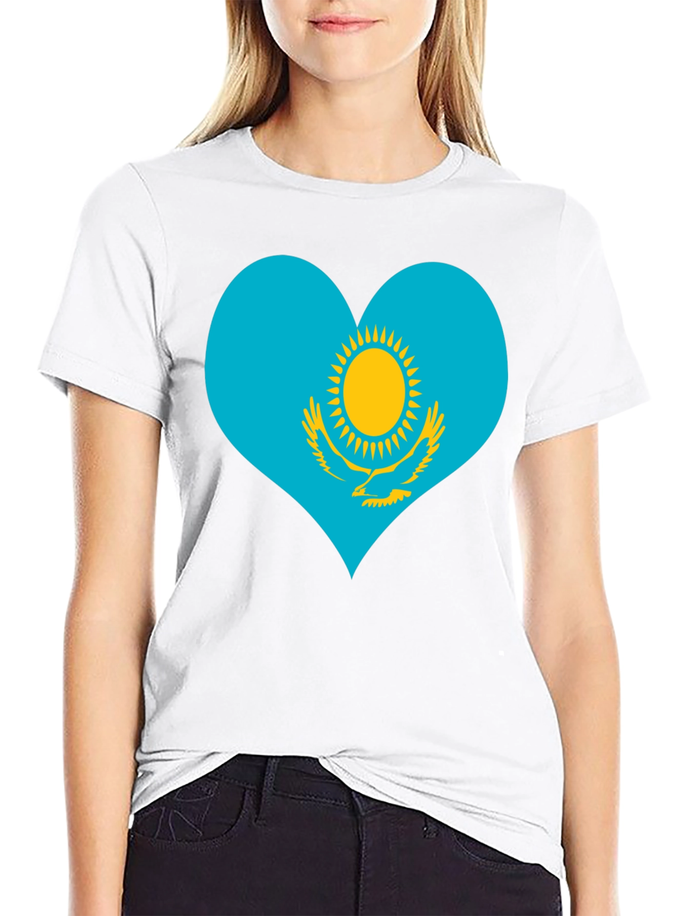 Kazakhstan Heart Flag Graphic Tee - Black - 9
