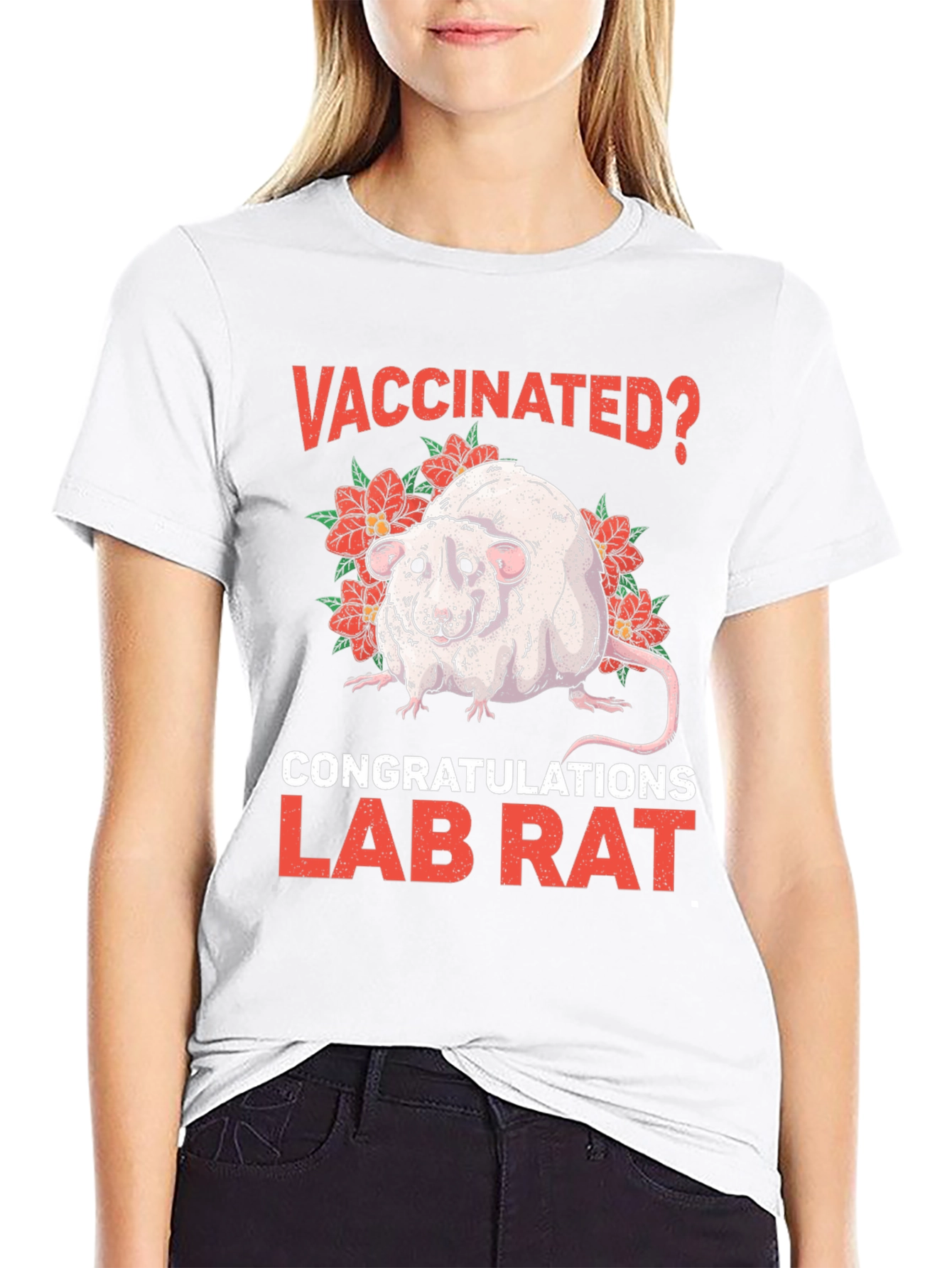 Black Vaccinated Lab Rat Graphic T-Shirt view 9