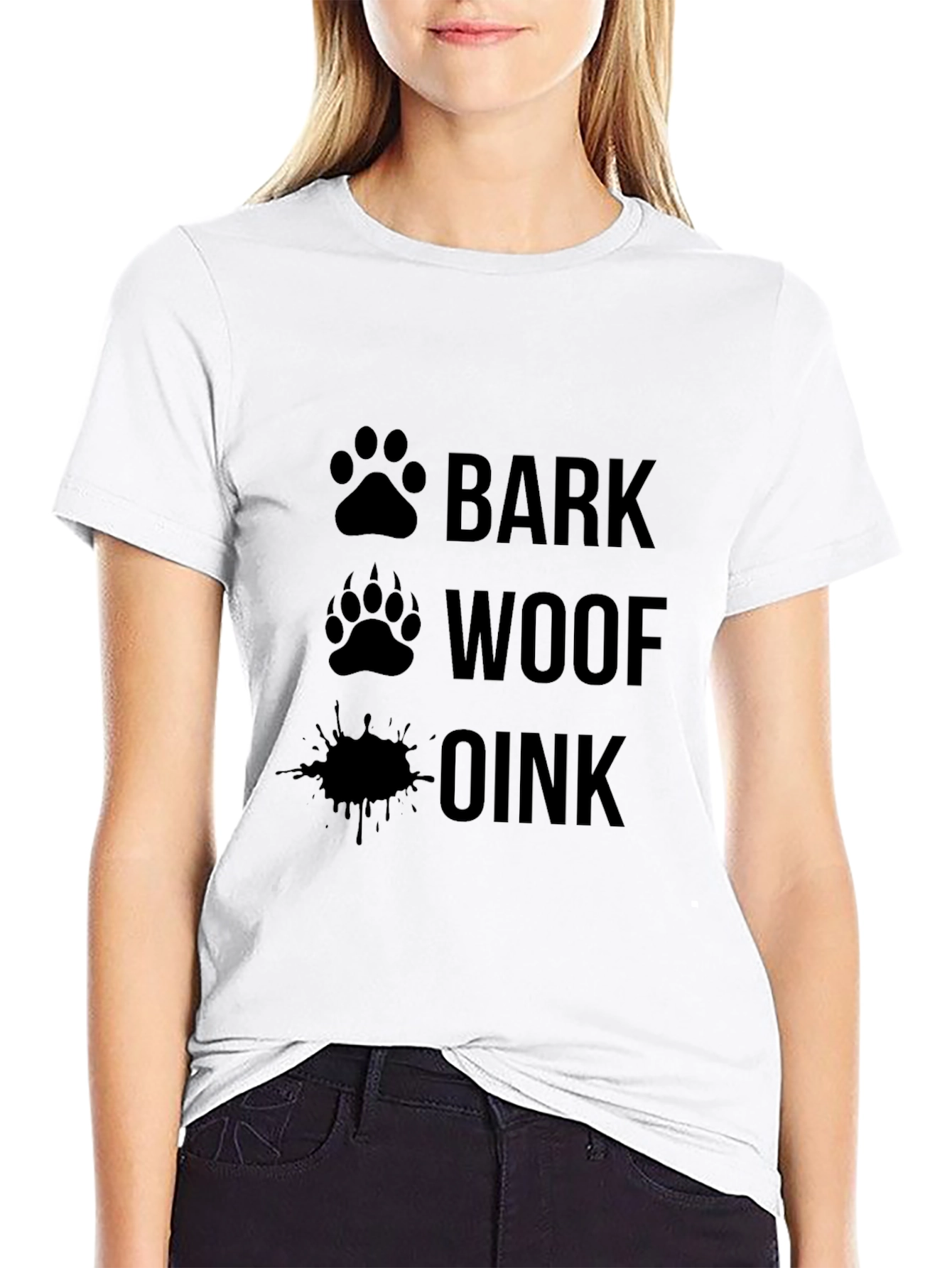 Black Bark Woof Oink T-Shirt Funny Animal Sounds Tee view 9