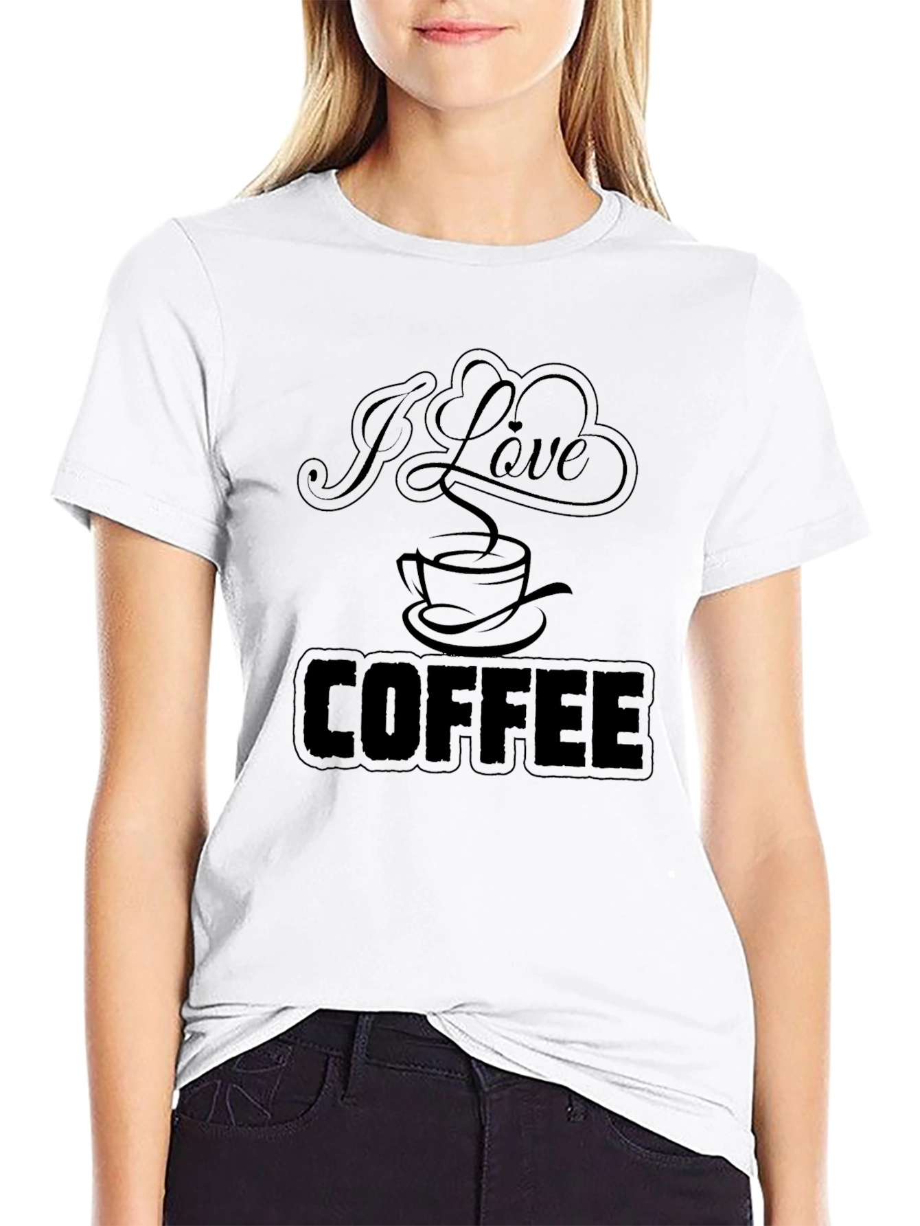 Black I Love Coffee T-Shirt - Black view 9