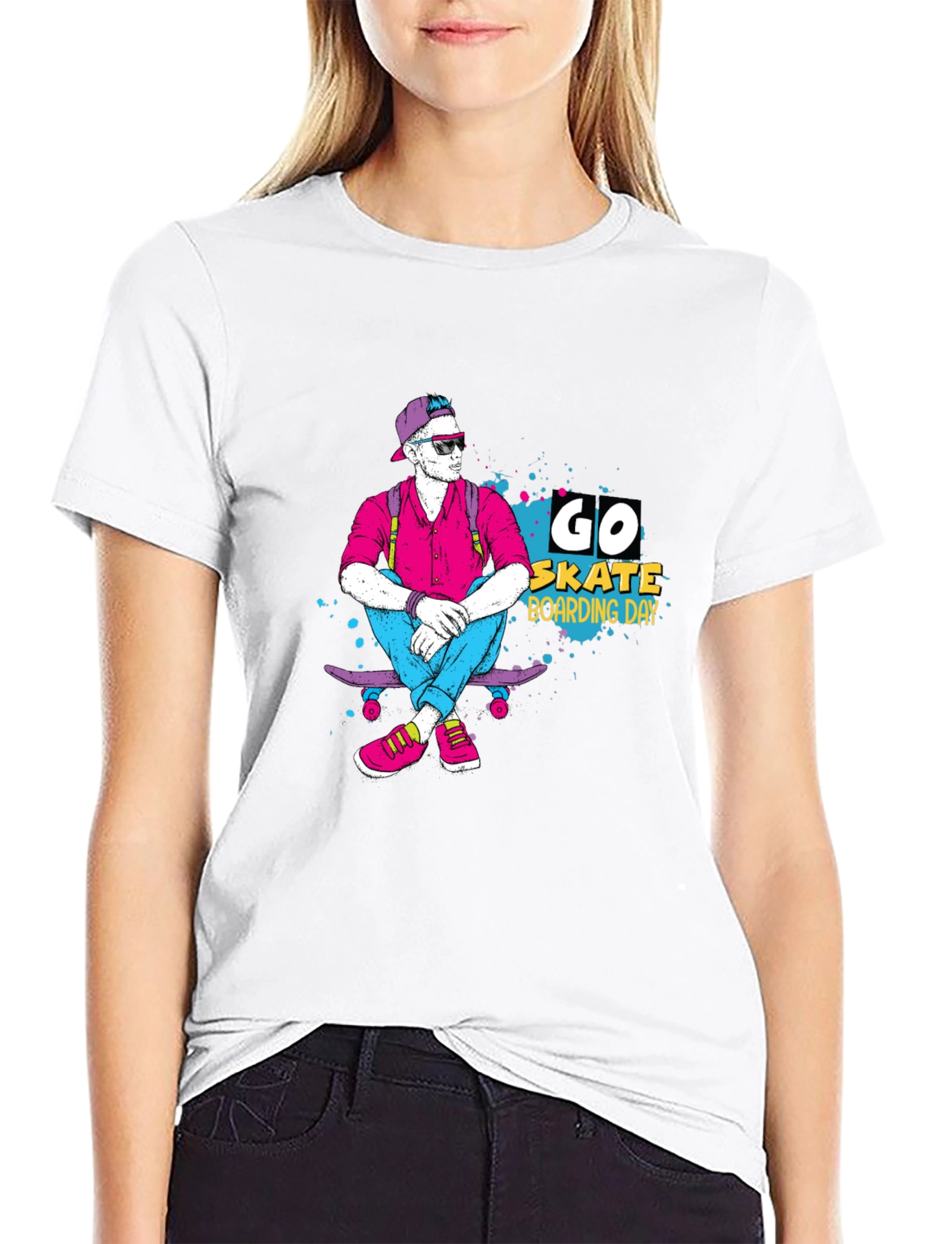 Black Go Skate Boarding Day Black T-Shirt view 9