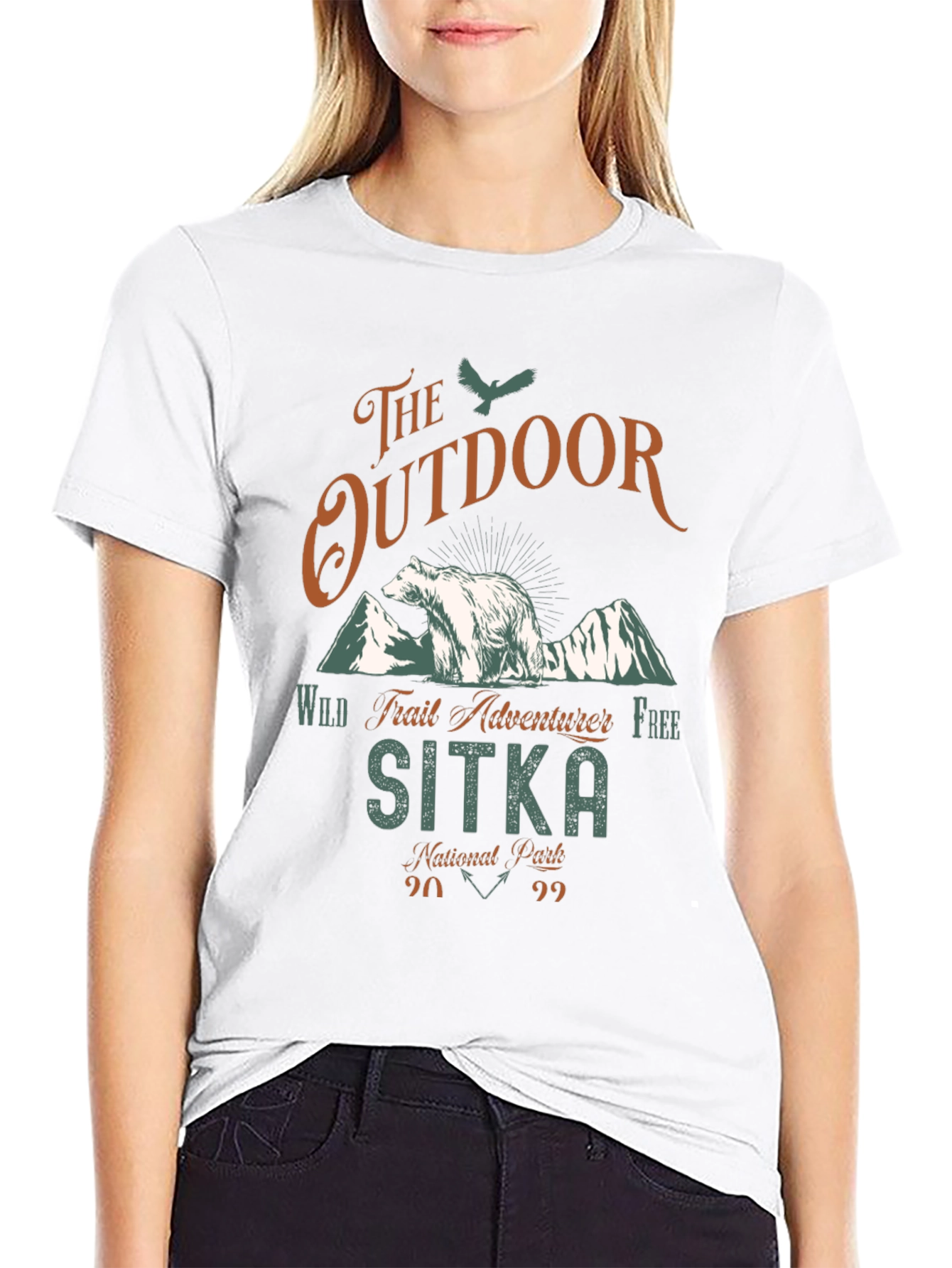 Black Outdoor Adventure T-Shirt - Sitka National Park Bear Design view 9