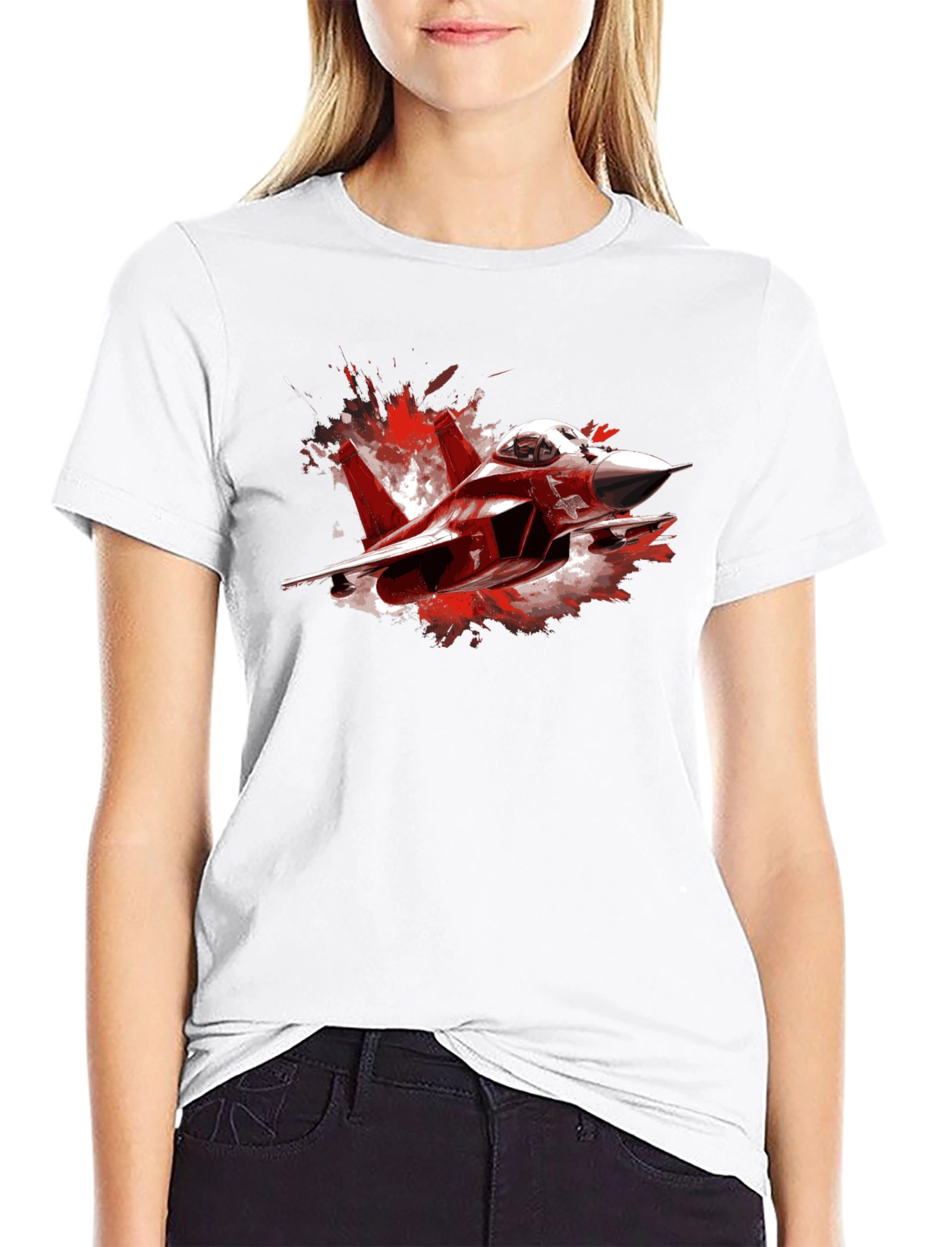 Black Fighter Jet Graphic Tee - Bold & Stylish view 9