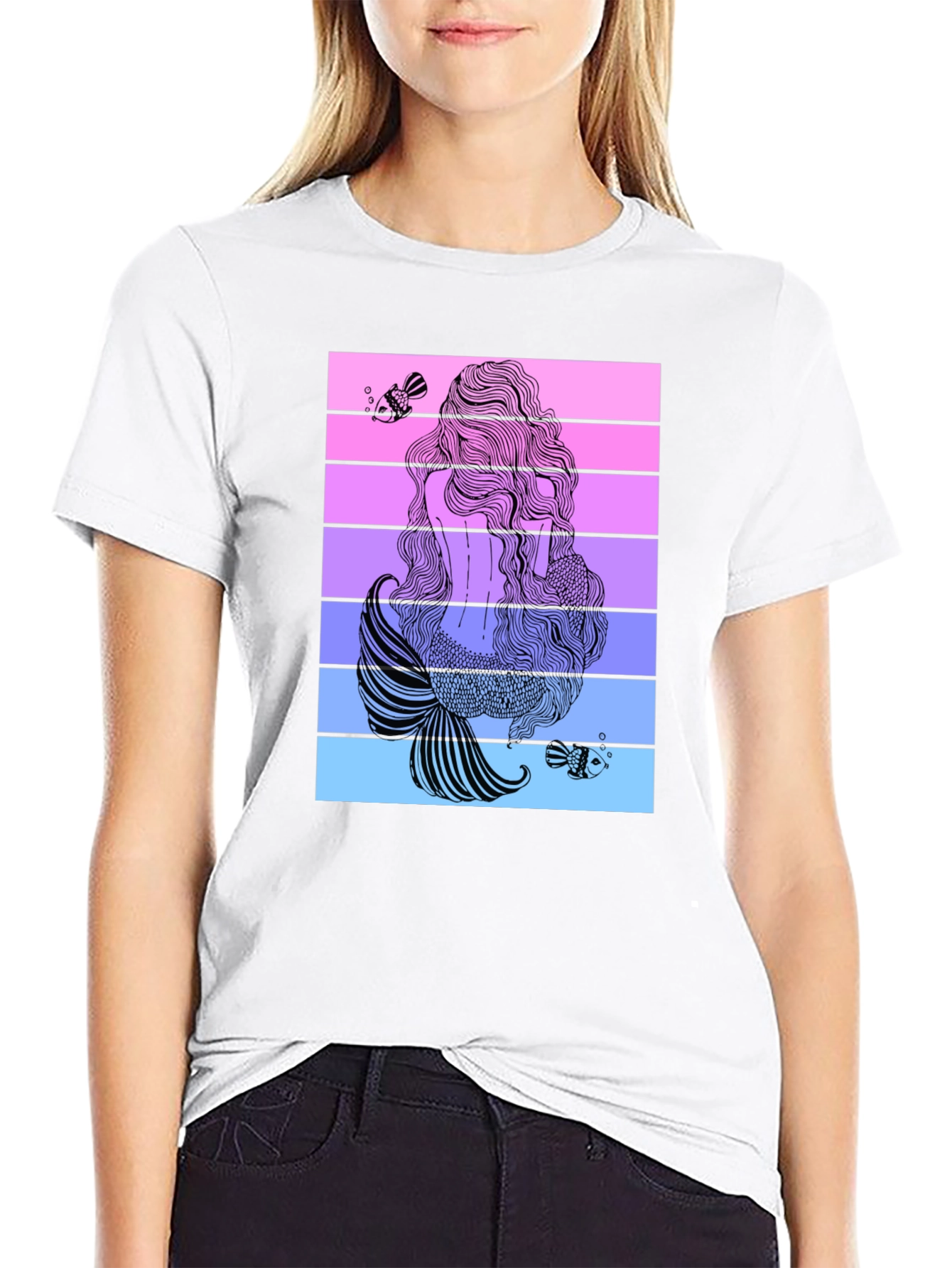 Black Mermaid Tail Graphic T-Shirt - Stylish Black Tee view 9