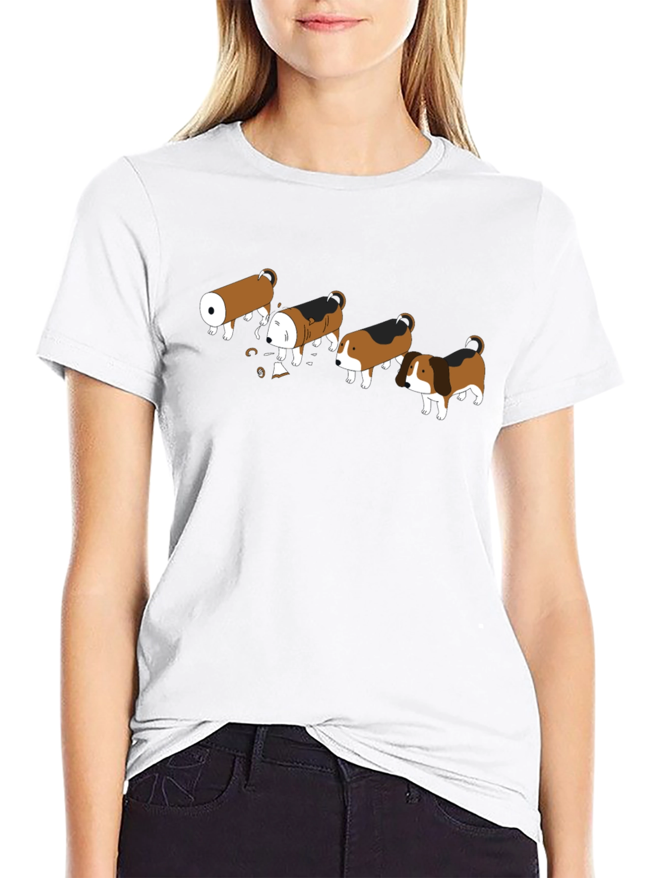 Black Cartoon Dog Transformation T-Shirt - Black view 9