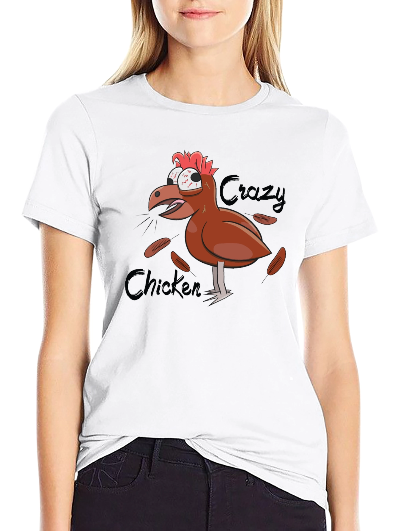 Black Crazy Chicken Graphic T-Shirt - Black view 9