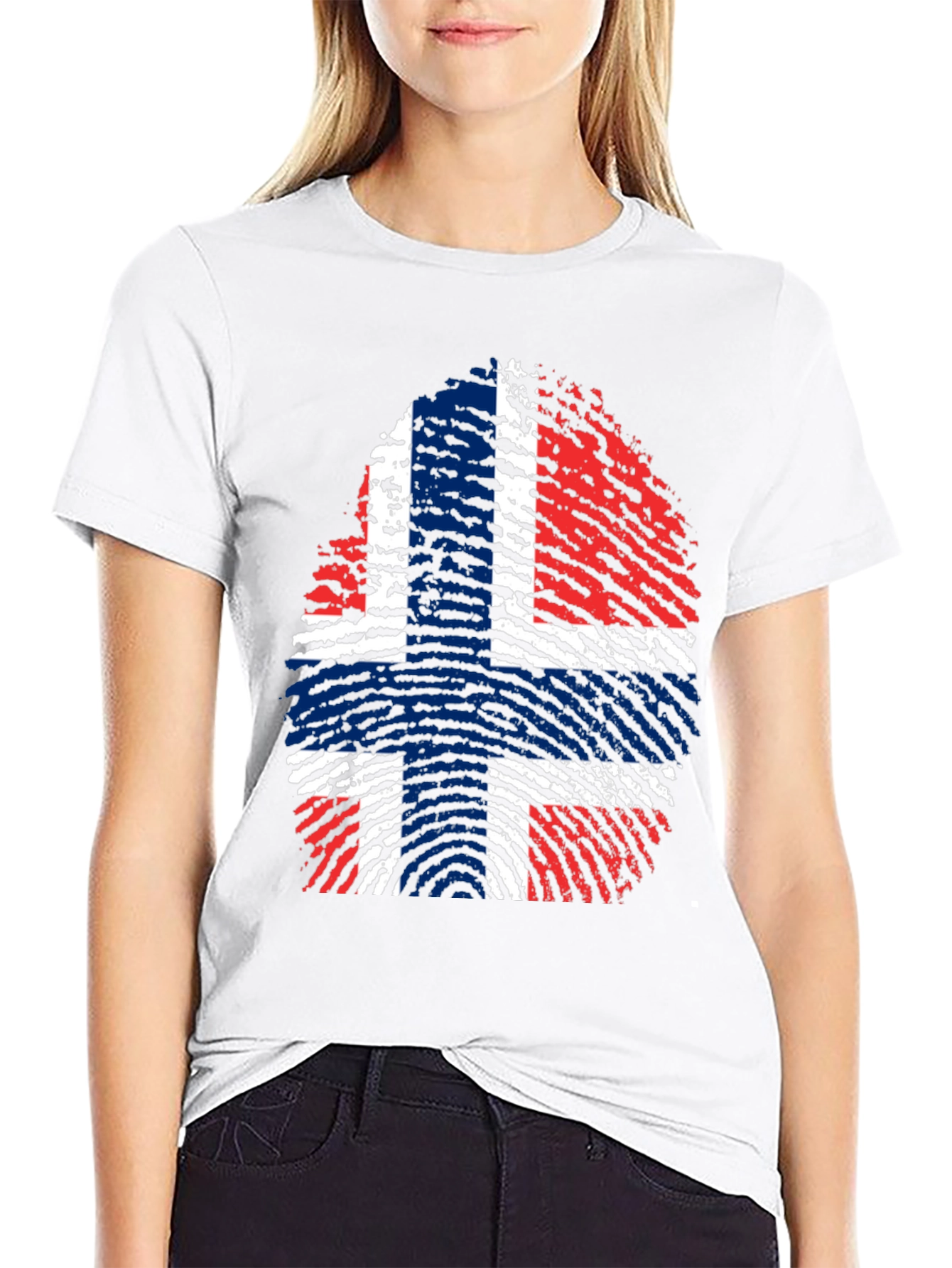 Norway Flag Fingerprint Graphic Tee - Black - 9