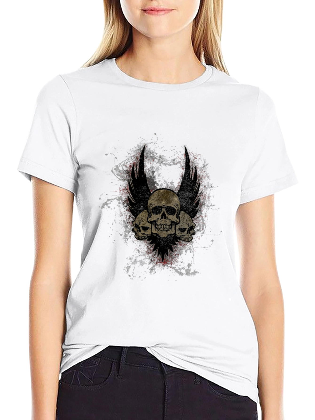 Black Skull Winged T-Shirt - Gothic Style view 9